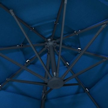 vidaXL Balkonsichtschutz Sonnenschirm mit Aluminium-Mast 4-lagig Azurblau 3x3 m