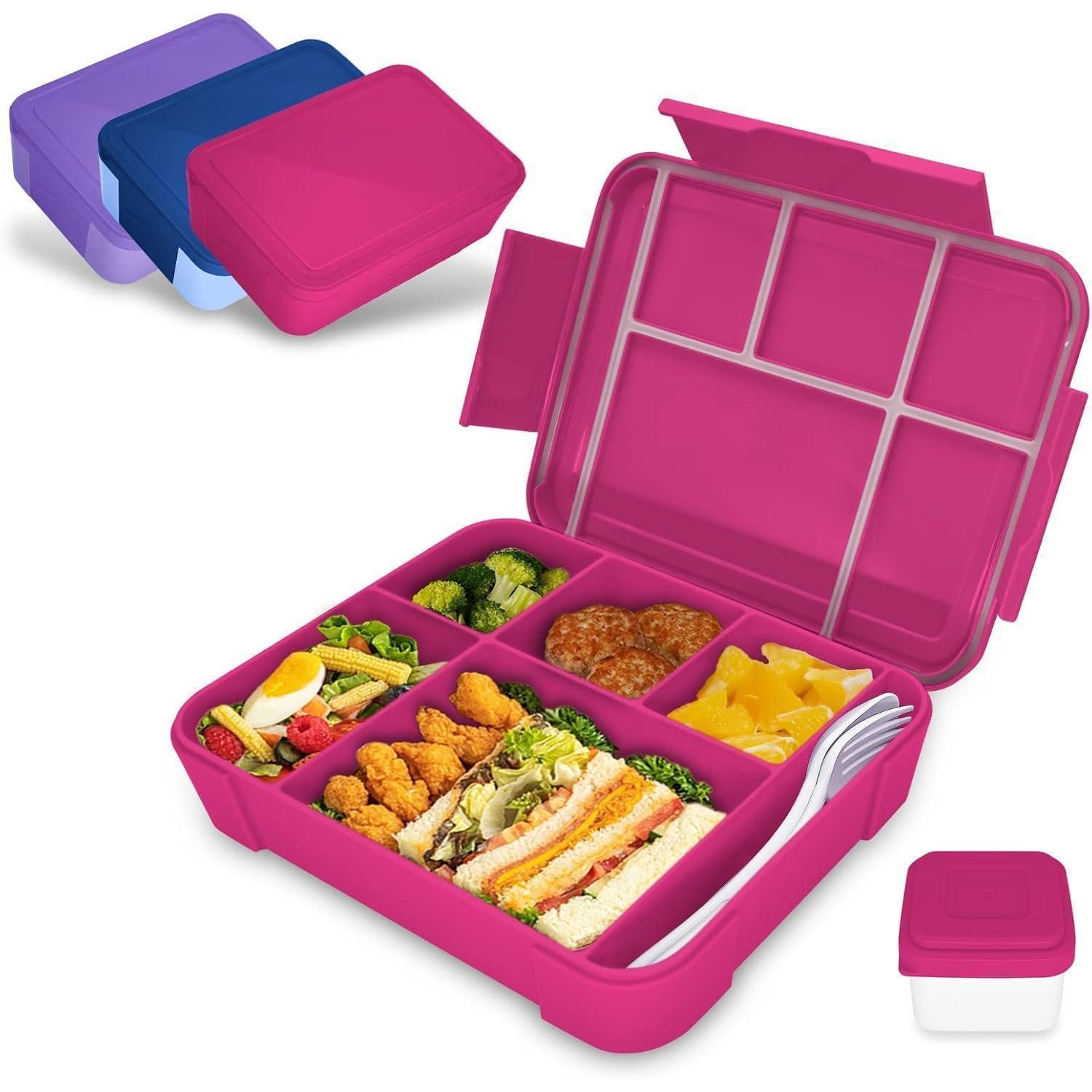 LuxusKollektion Lunchbox Brotdose Kinder Fächer 1300ml Auslaufsicher Lunchbox Rosa, Kunststoff