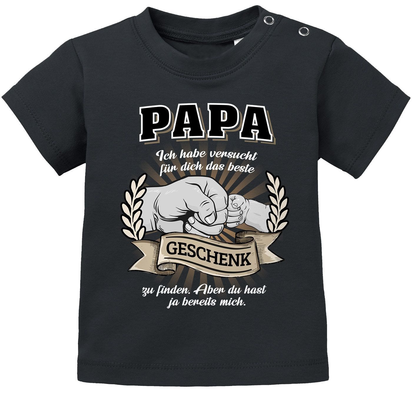 Print-Shirt Moonworks® Baby T-Shirt Papa Ich habe versucht das beste Geschenk zu