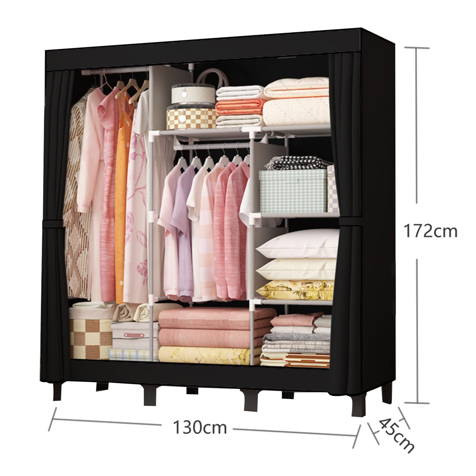 loefme Kleiderschrank Stoffschrank, 170×45×175 cm/130×45×172 cm Stoffkleide günstig online kaufen