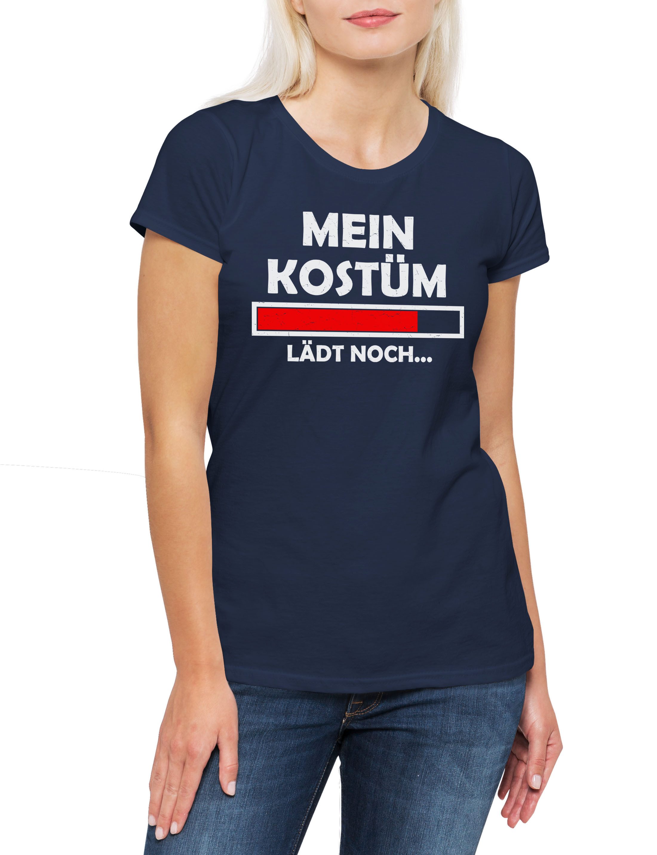 Urban Backwoods Print-Shirt Mein Kostüm lädt noch Damen T-Shirt Costume Loading Fasching Karneval (1-tlg) Verkleidung Fastnacht Fassenacht Krankenhaus Arzt