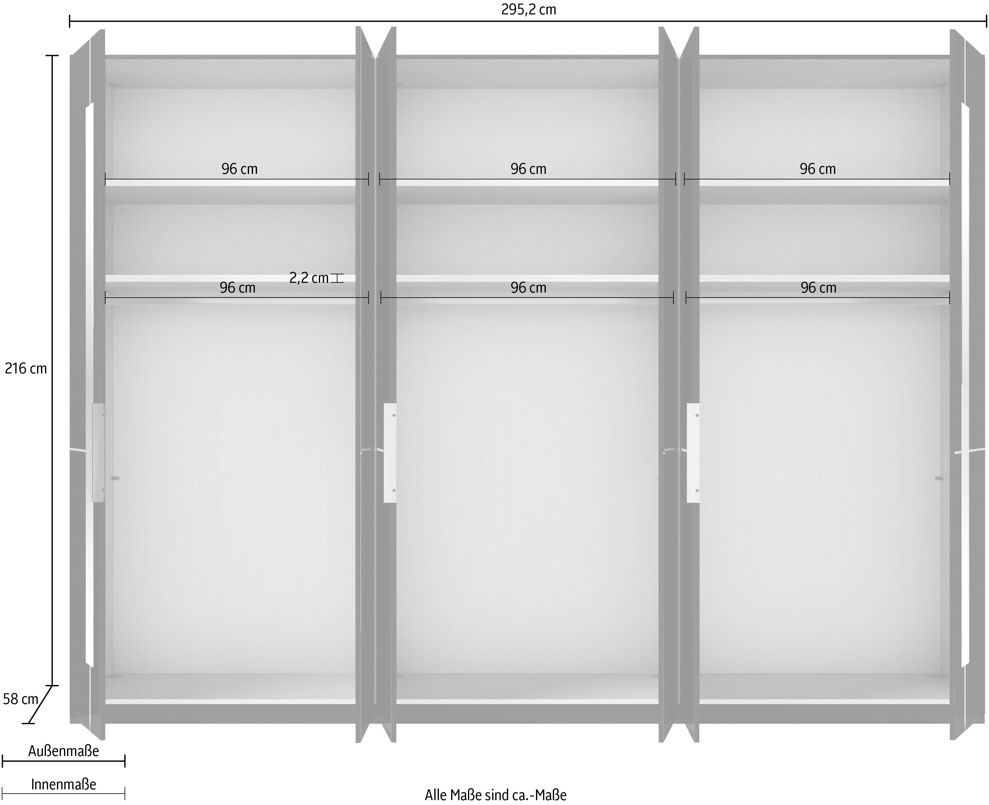 Zierspiegel Glastüren Drehtürenschrank Imola W GALLERY Musterring inkl. inklusive Kleiderstangen, branded M Einlegeböden und by