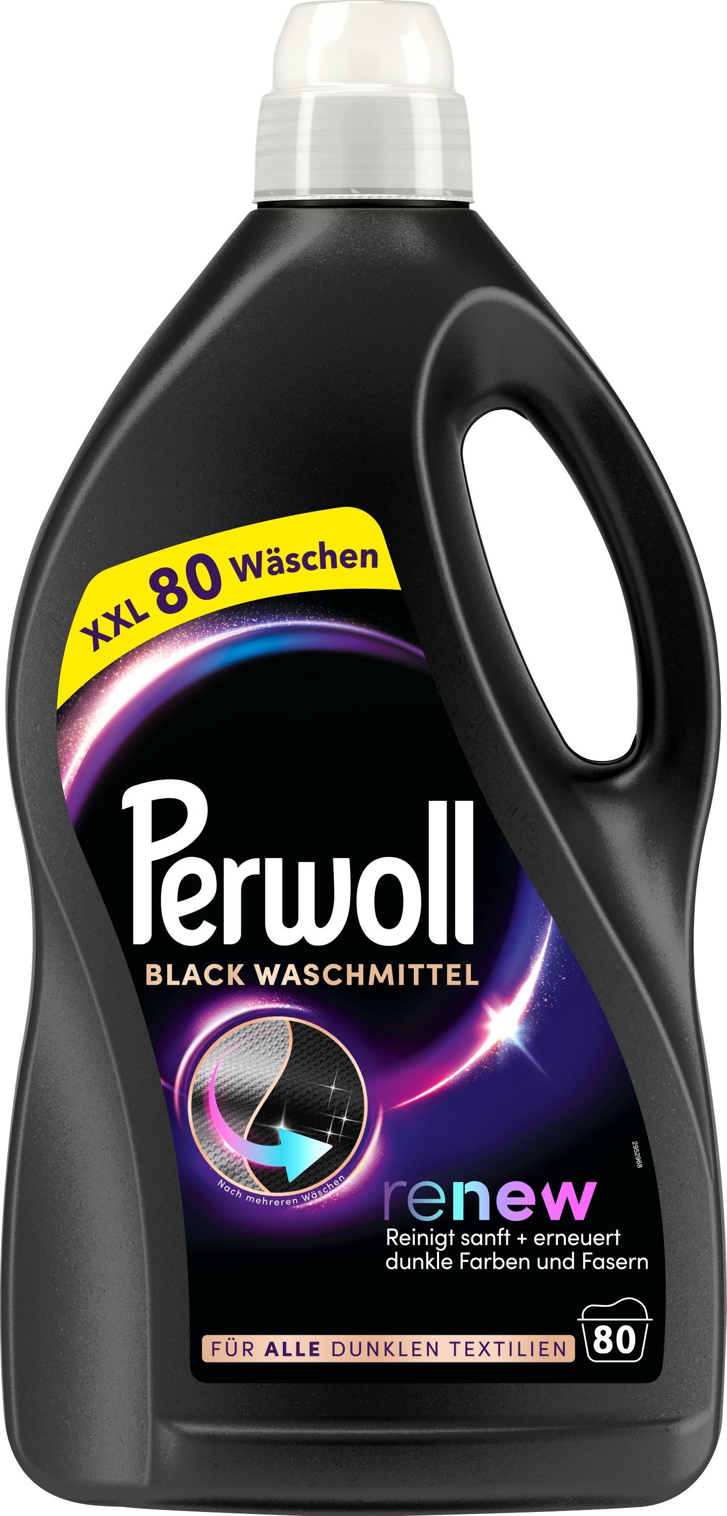 Perwoll PERWOLL Flüssigwaschmittel 80WL Black Familienpack 4L Colorwaschmittel (XXL-Pack, [1-St. Flüssigwaschmittel für dunkle Wäsche - mit Dreifach-Renew-Technologie)