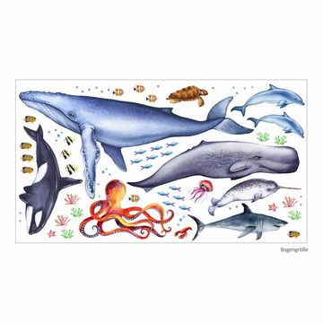 nikima Wandtattoo 166 Tiere der Meere - Blauwal, Hai, Delfin, Orca (PVC-Folie), in 6 vers. Größen