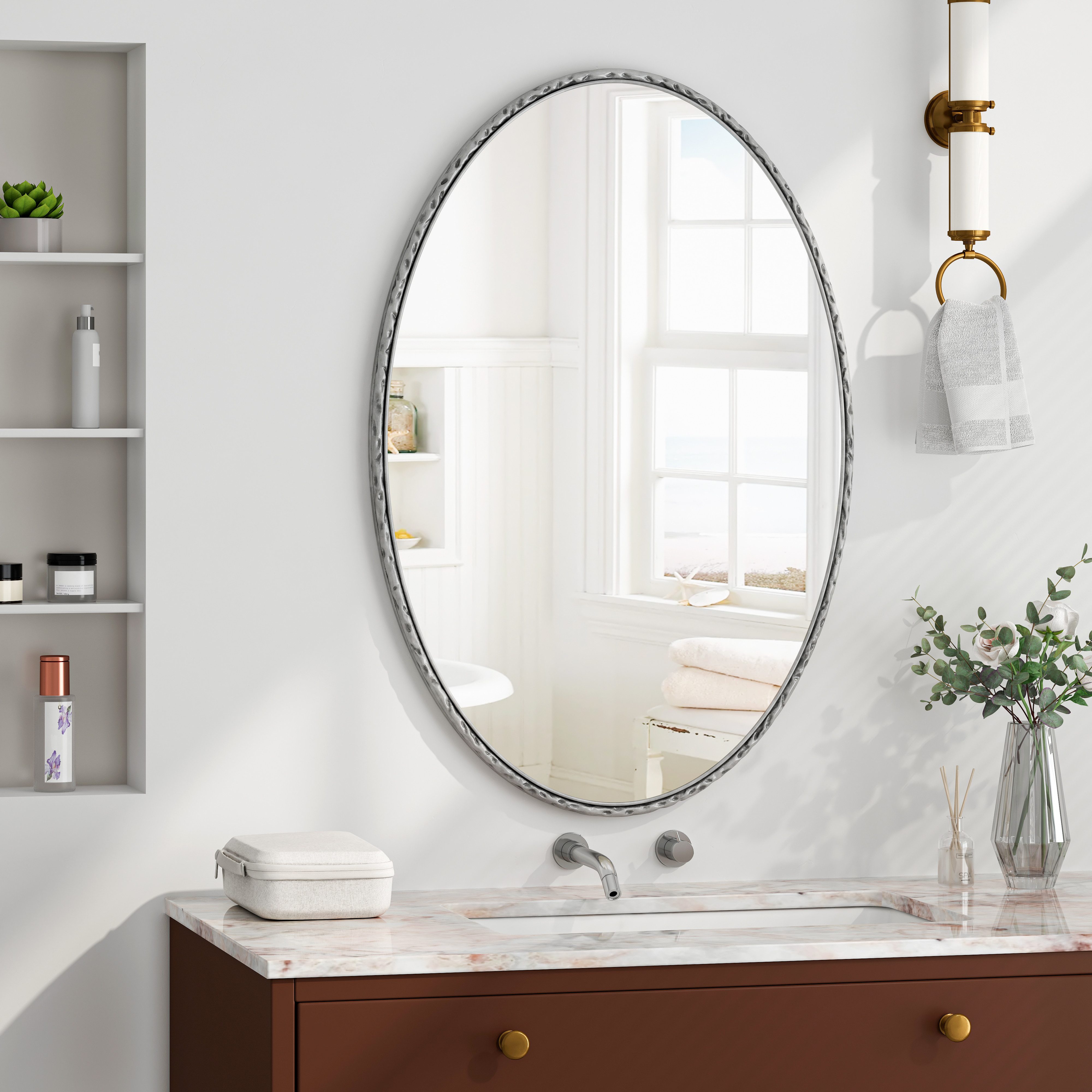 STILVORA Spiegel Ovaler Bronzespiegel für Schminktisch,Bogenspiegel günstig online kaufen