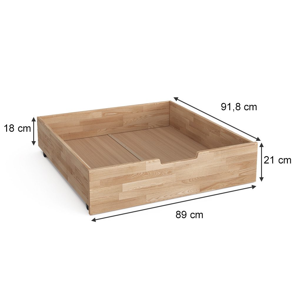 VitaliSpa® Bettschubkasten Teddy, Naturholz, 92 x 89 cm (1 St)