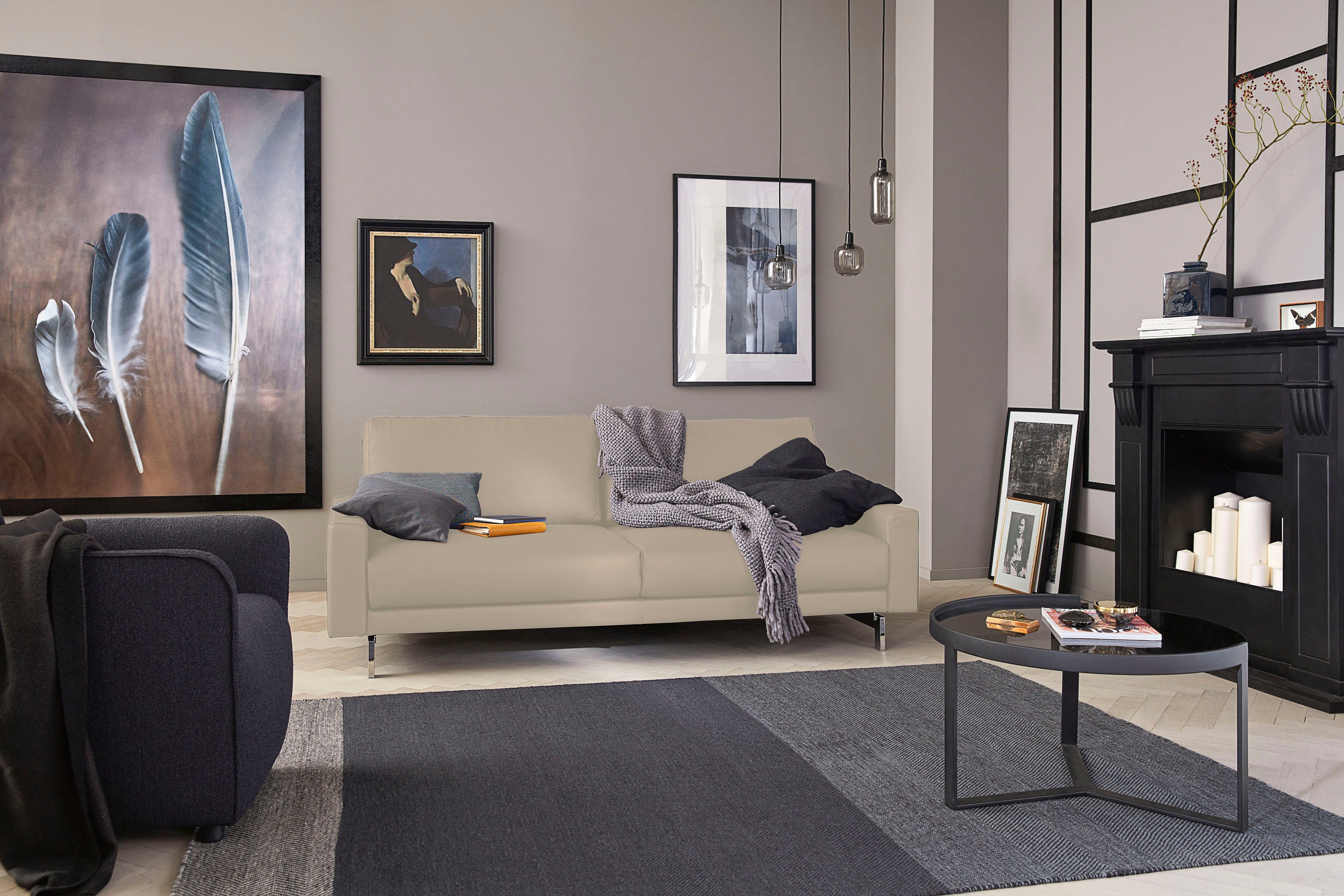 Fuß hs.450, Breite cm glänzend, chromfarben niedrig, 184 2,5-Sitzer Armlehne hülsta sofa