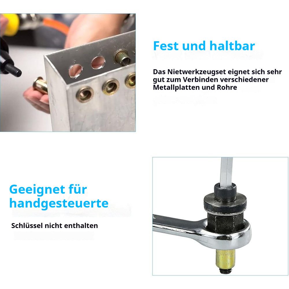 JOYOLEDER Nutstein 77 Stücke Nietmutternzange Set Einpressmuttern Handnietwerkzeug Set, (für M3 M4 M5 M6 M8 M10 M12 Manuelle Nietmaschine Zubehör)