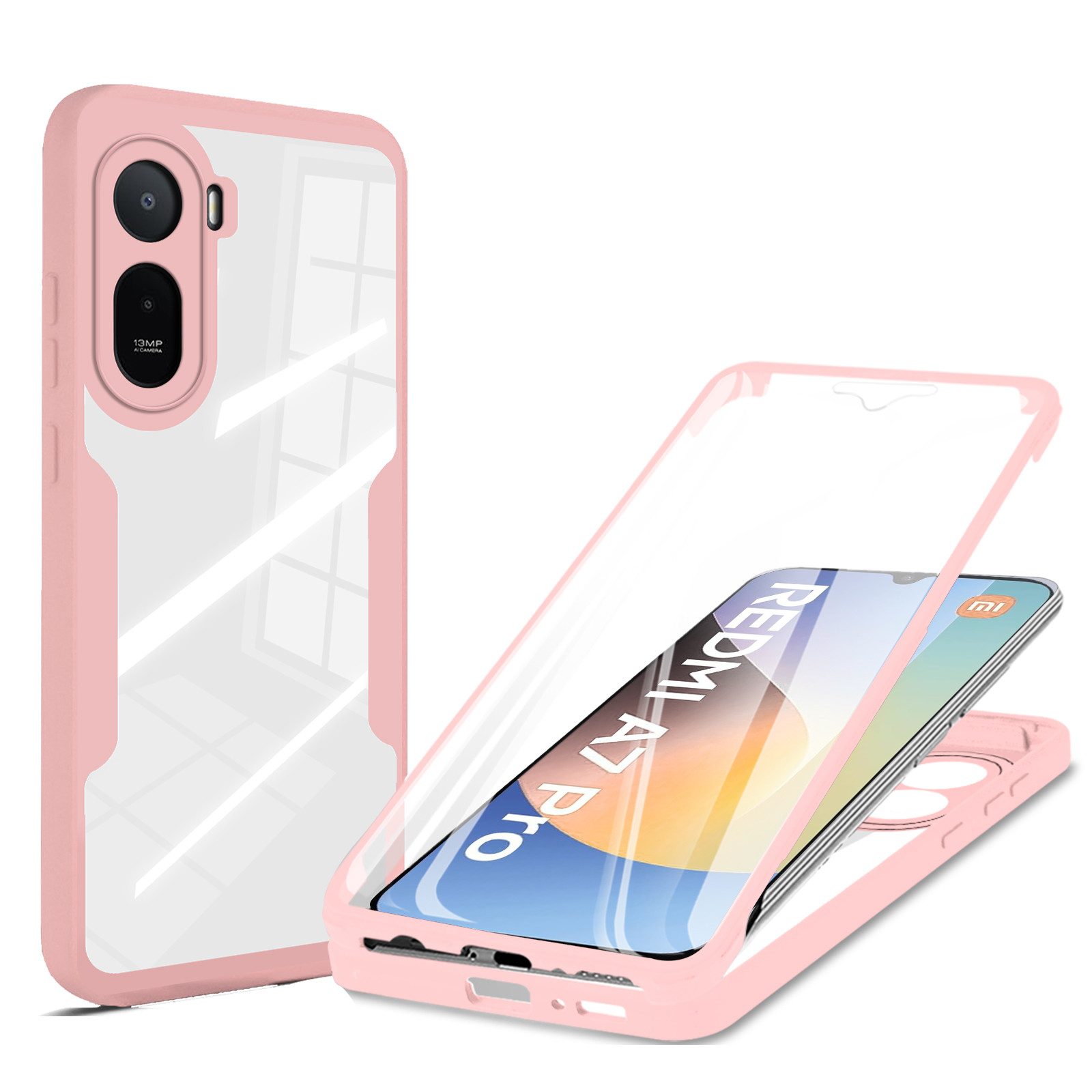 betterfon Handyhülle für Xiaomi Redmi A7 Pro 360° Hülle mit Integriertem Displayschutz, Vollschutz Case mit integriertem Displayschutz und klarer Sicht