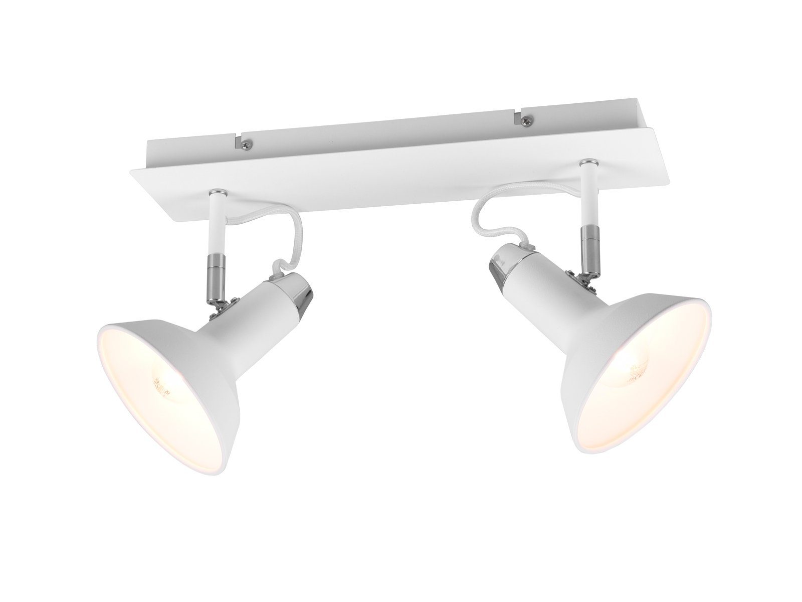 TRIO Leuchten LED Deckenstrahler, Dimmfunktion, LED wechselbar, Leuchtmittel über Lichtschalter in 3 Stufen dimmbar, Warmweiß, innen, Industrial Deckenleuchte für Treppenhaus mit 2 Spots Weiß