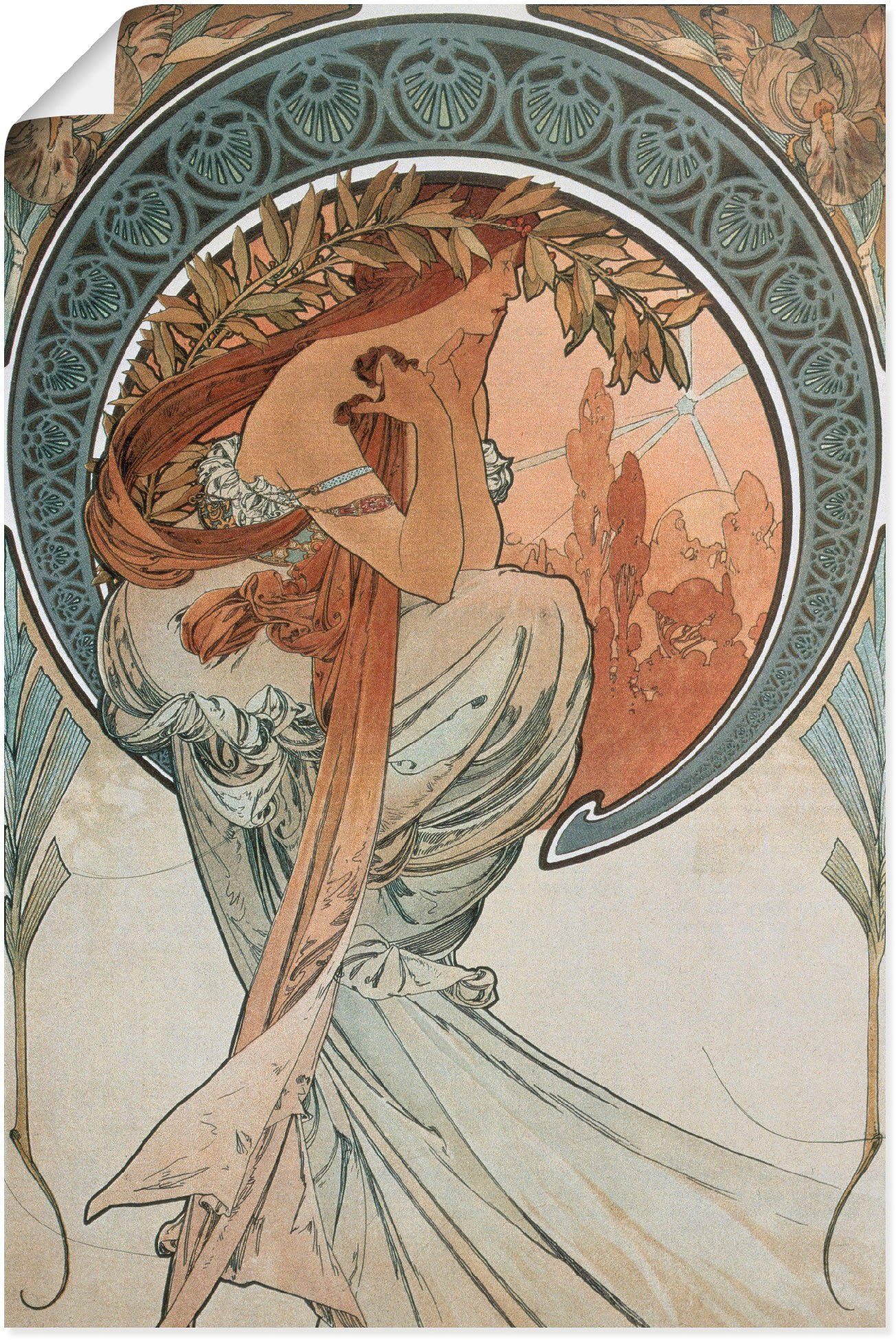Poster oder Frau versch. Wandaufkleber 1898, Leinwandbild, Vier Künste: Poesie. St), Wandbild Die (1 in Alubild, als Artland Größen