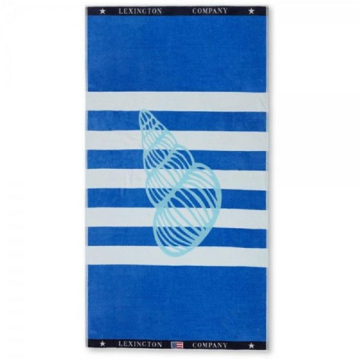 Lexington Badetücher LEXINGTON Strandtuch Graphic Cotton Velour Blue White (100x180cm)
