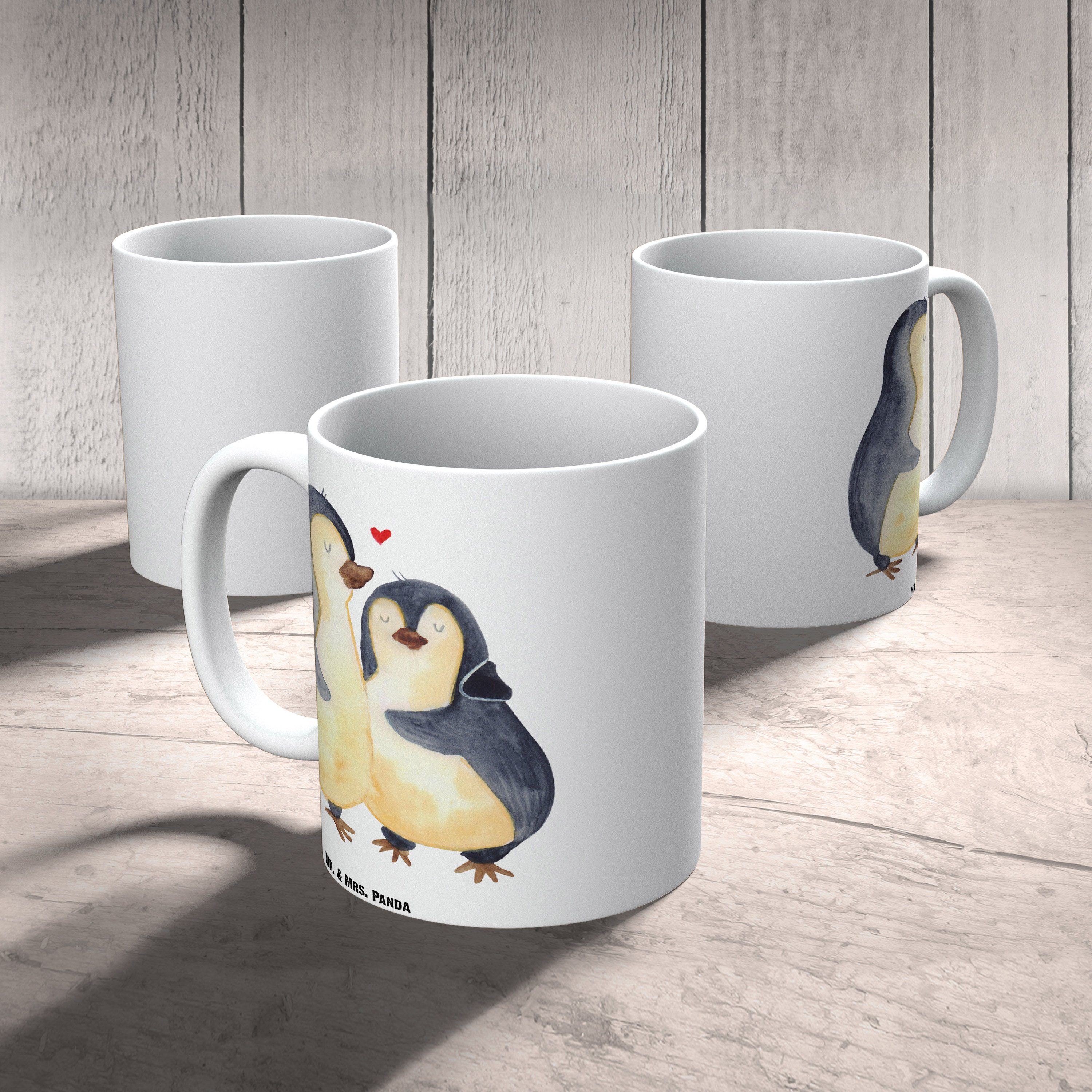 Mrs. Umarmung, spülmaschinenfest, & Mr. Seev, Tasse Pinguin XL Weiß Keramik Tasse Geschenk, - Panda - umarmend