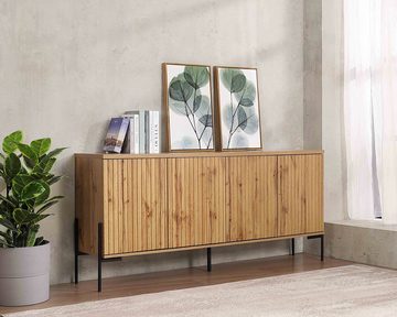 loft24 Sideboard Cesar, Anrichte mit 4 Türen, Push-to-open-Funktion, Metallgestell, Breite 178 cm