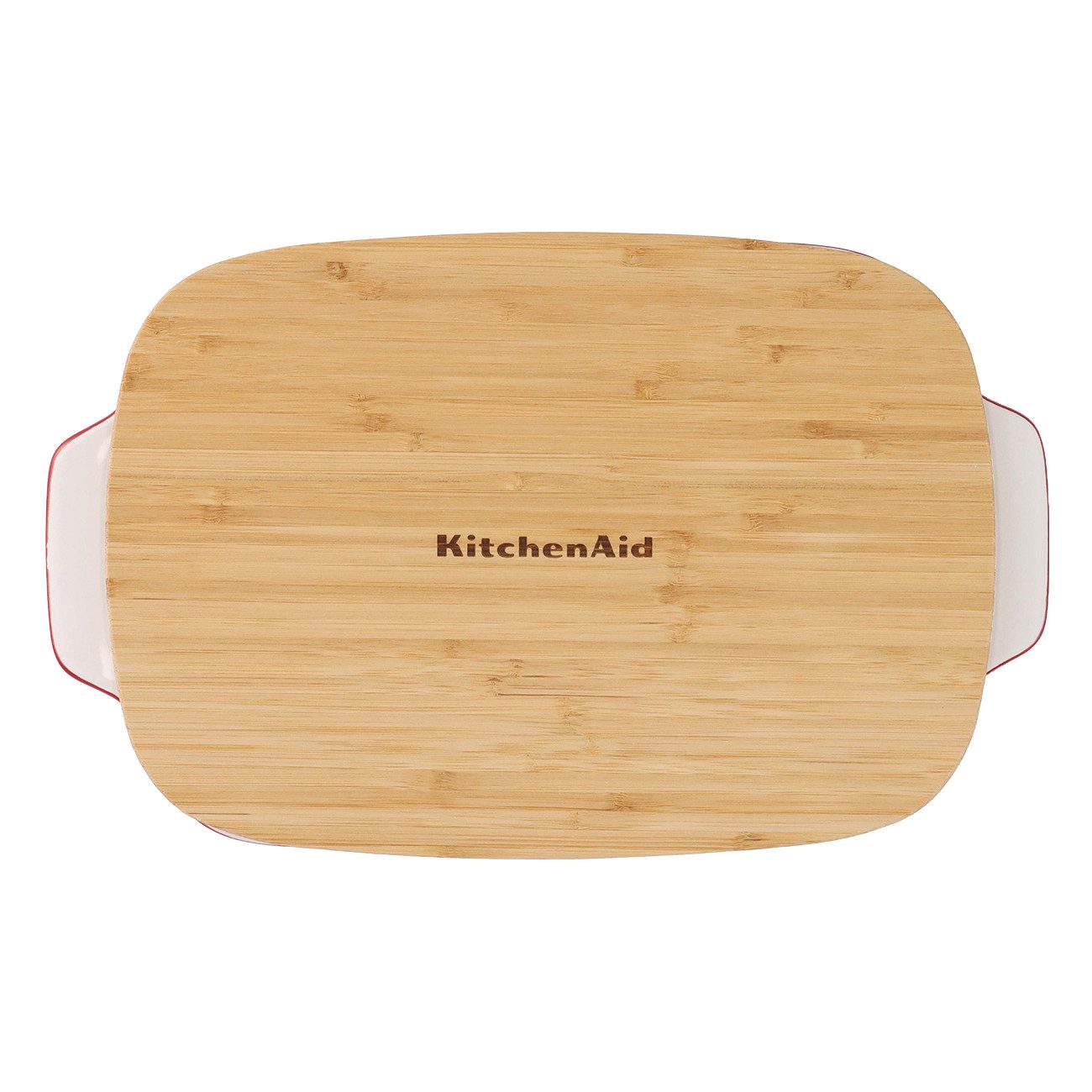 KitchenAid Auflaufform Stoneware, Keramik, Keramik Auflaufform mit Echtholz-Natur-Deckel, extra breite Gummilippe