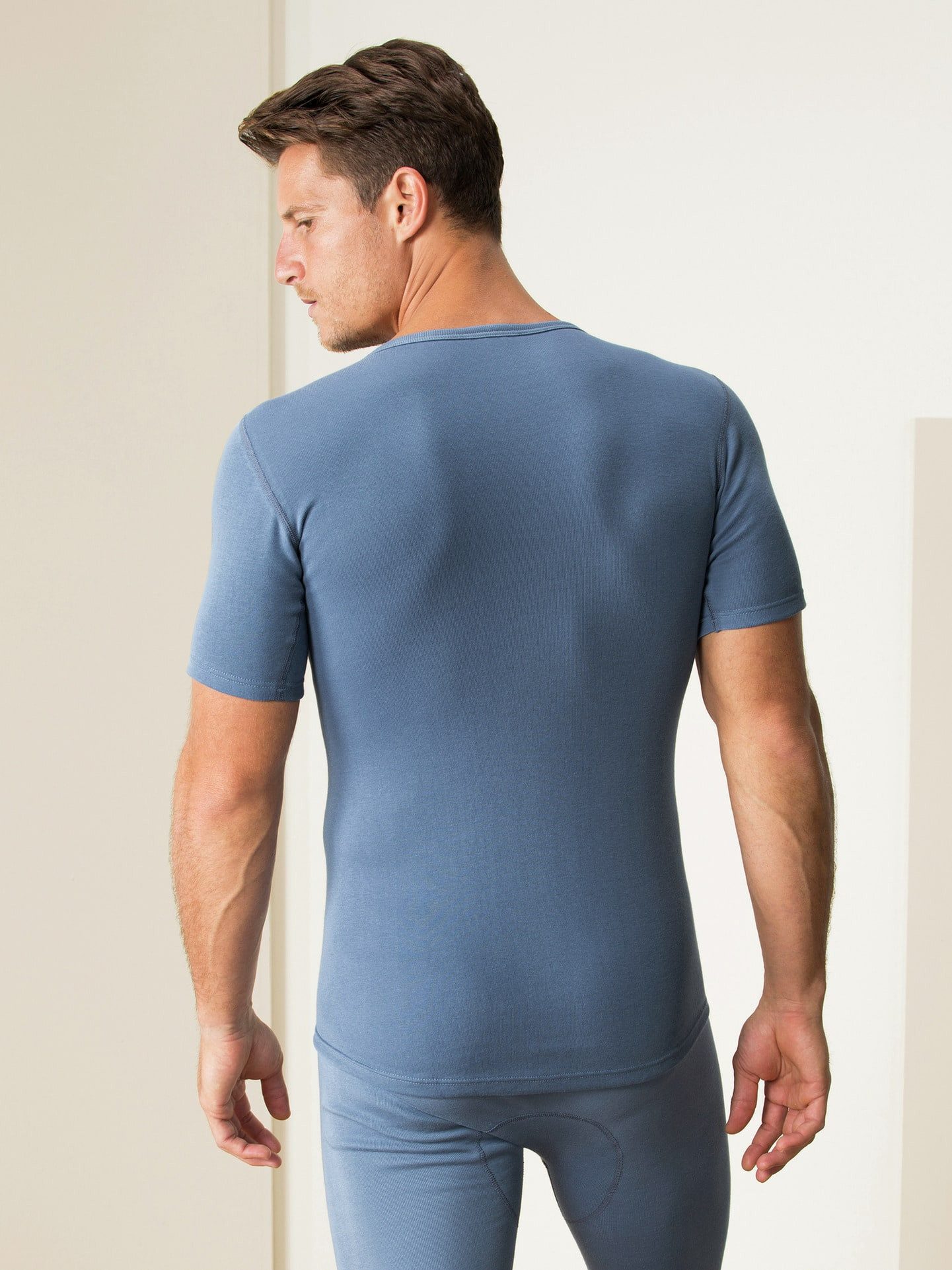Walbusch T-Shirt Herren Thermo-Shirt 2er-Pack Rundhals innen angeraut Baumwolle, Rundhals