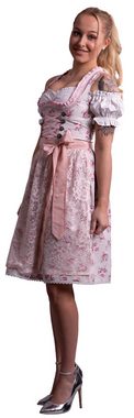 Entari Dirndl 534GT Trachtenkleid Cremeweiß mit Rosa geblümt (3tlg)