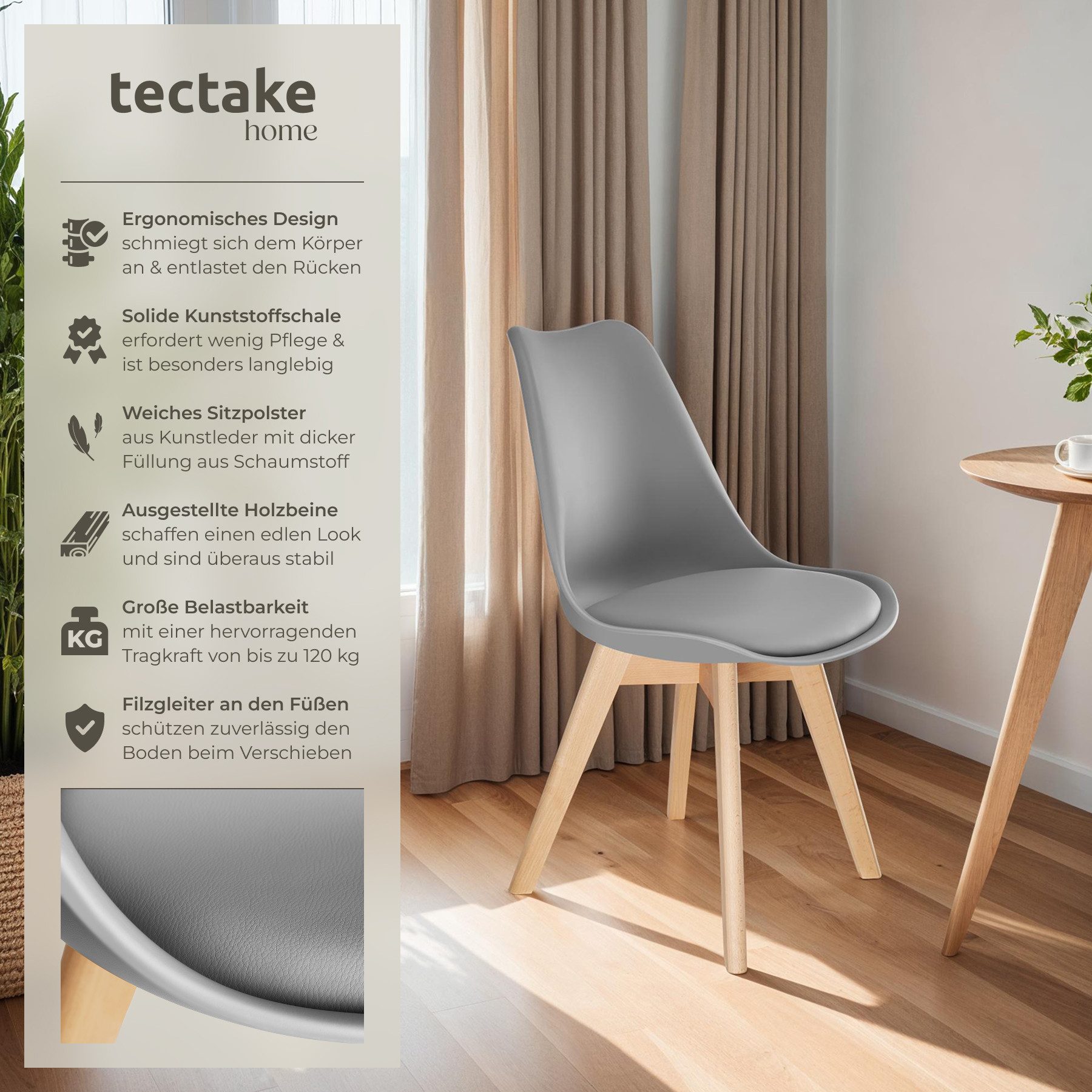 tectake Esszimmerstuhl Set Esszimmerstuhl (Set, 4 St), Ergonomische Formgeb günstig online kaufen