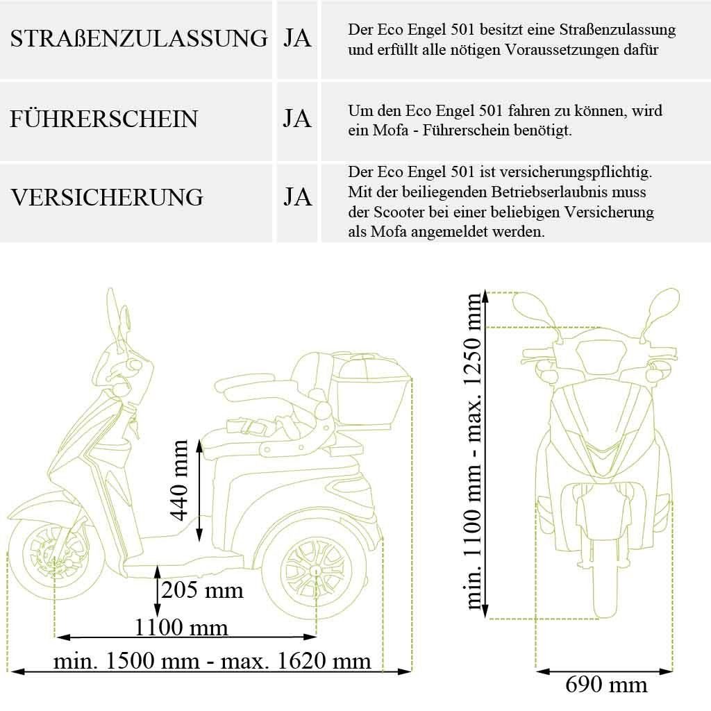 Seniorenmobil ECO ECO W, ENGEL 1000 25 Topcase Topcase, ENGEL 501 Braun 1000,00 Elektromobil km/h, inkl. mit km/h Watt 25,00