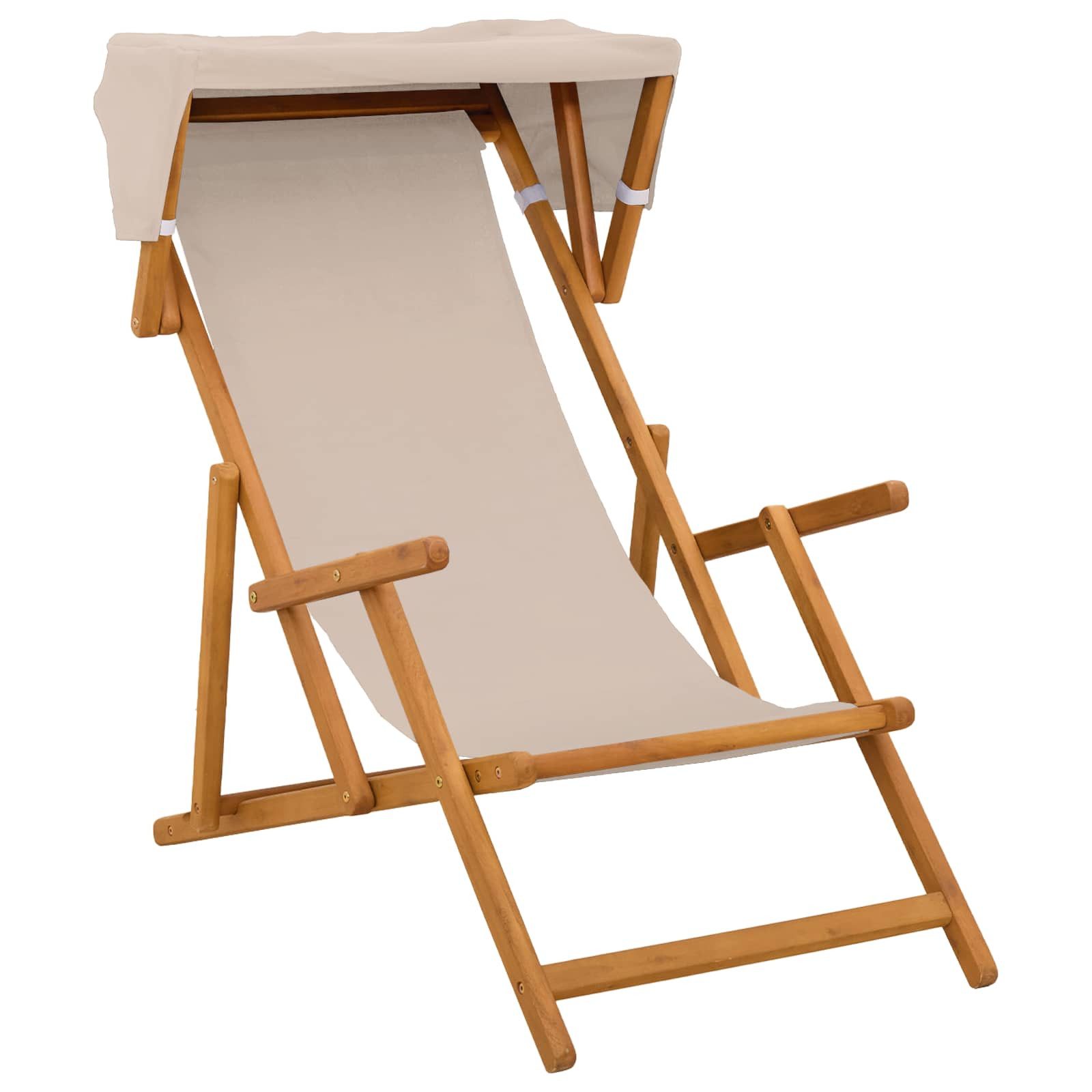 vidaXL Gartenliege Liegestuhl 2 pcs 3 Position Massives Eukalyptus Holz Beige, 2 St.