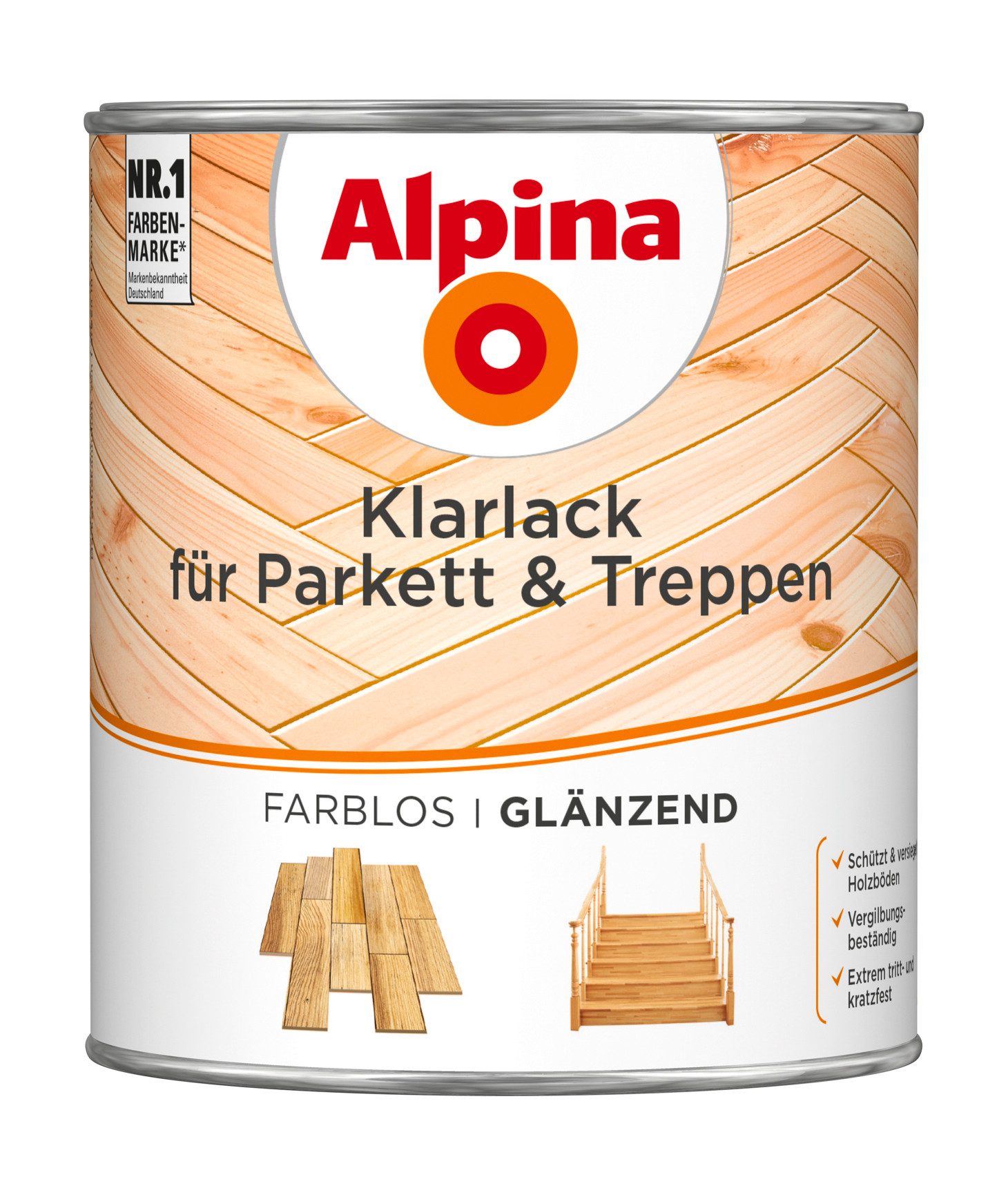 Alpina Treppen- und Parkettlack Klarlack für Parkett & Treppen