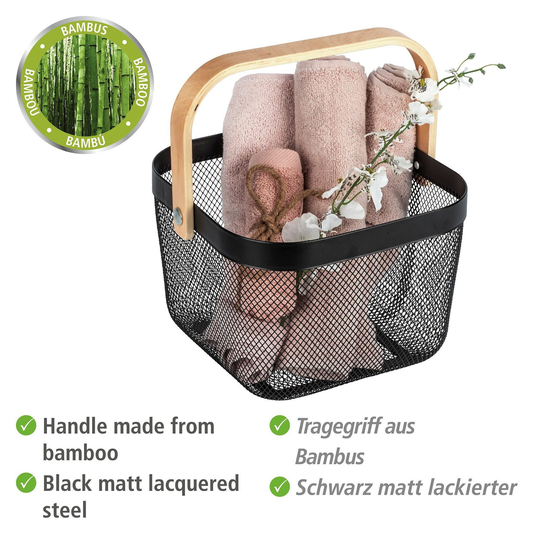 WENKO Aufbewahrungskorb Bambusa, BxTxH: 25x25x17 cm – Bild 2 von 5