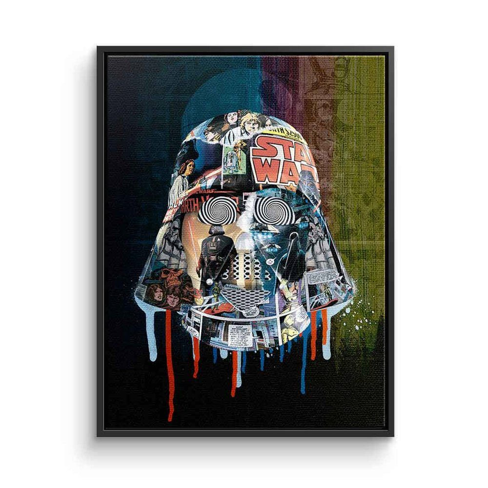 Vader Collage Leinwandbild Art Rahmen Darth Wars Dark Dark Side Leinwandbild Side, Star Pop DOTCOMCANVAS® silberner