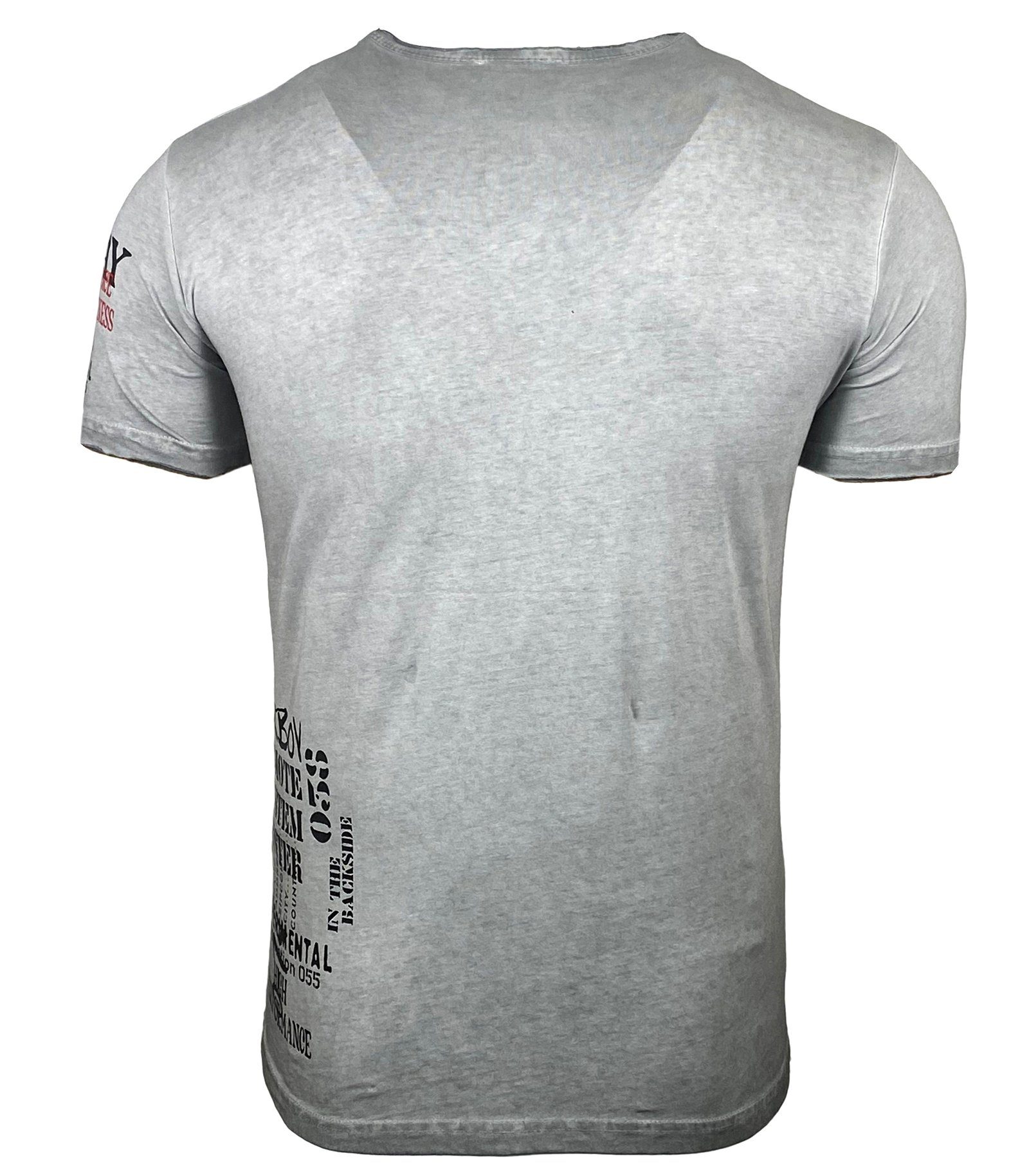 Baxboy T-Shirt Baxboy Moderner Männer Kurzarm Verwaschen Used Look TShirt B-147 – Bild 5 von 5