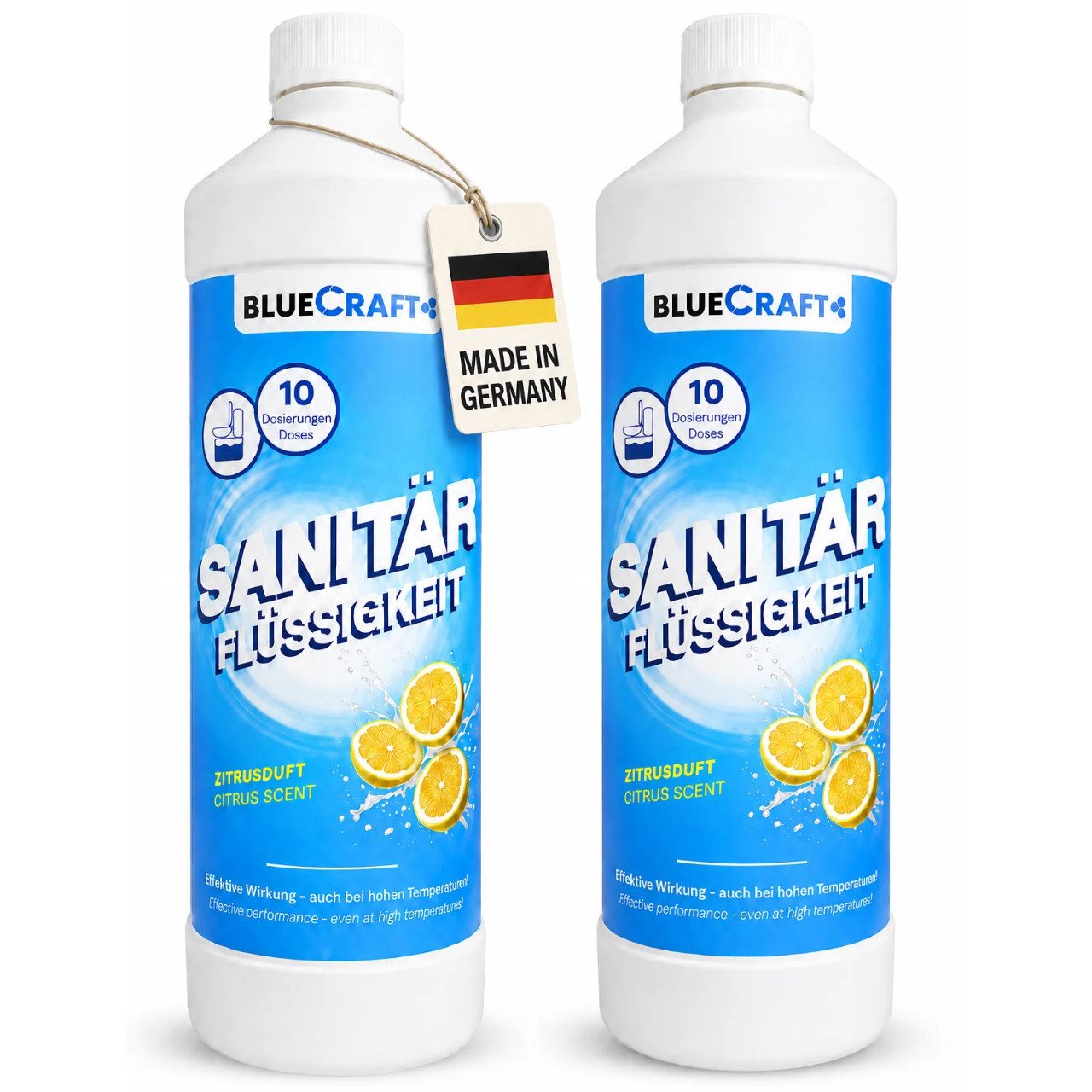 BlueCraft Bluecraft Sanitärflüssigkeit für Campingtoilette 2x 1 L Sanitärzusatz Campingtoilettenreiniger (2x 1 L Bluecraft Sanitärflüssigkeit, Sanitärkonzentrat für Abwassertank bei Wohnmobile, Wohnwagen, Camper)
