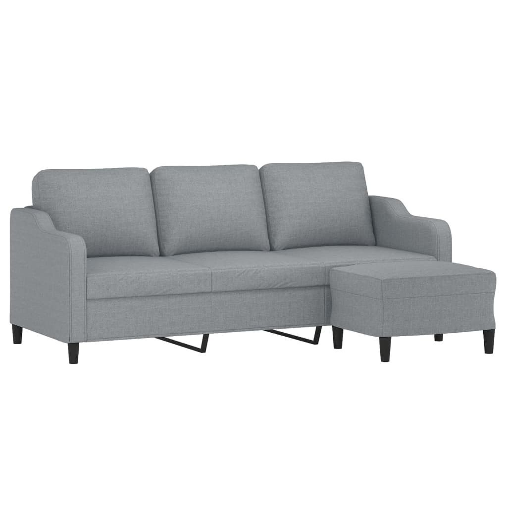 vidaXL Sofa 3-Sitzer-Sofa mit Hocker Hellgrau günstig online kaufen