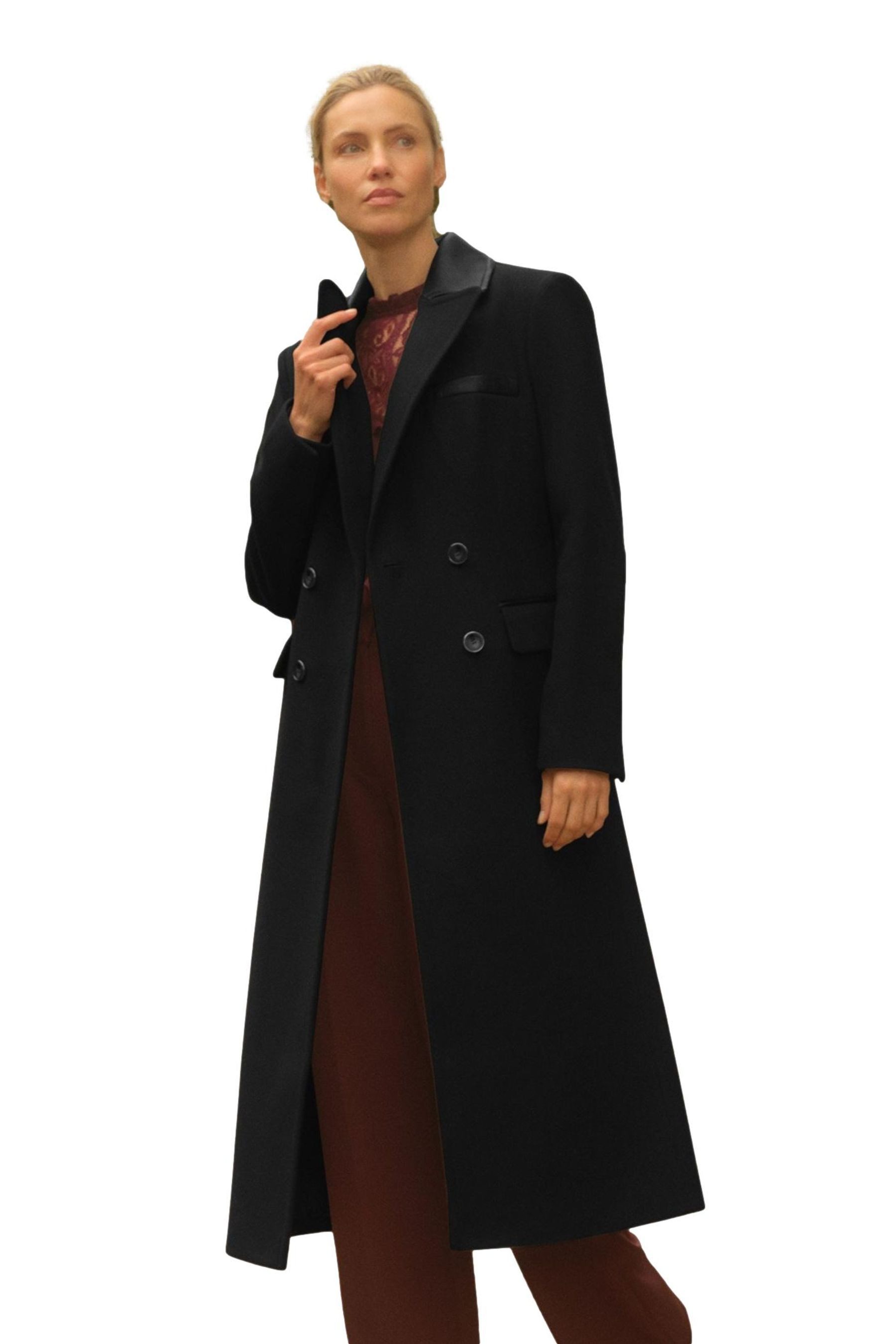 Love & Roses Ledermantel Love & Roses doppelreihiger Mantel, Petite (1-tlg)