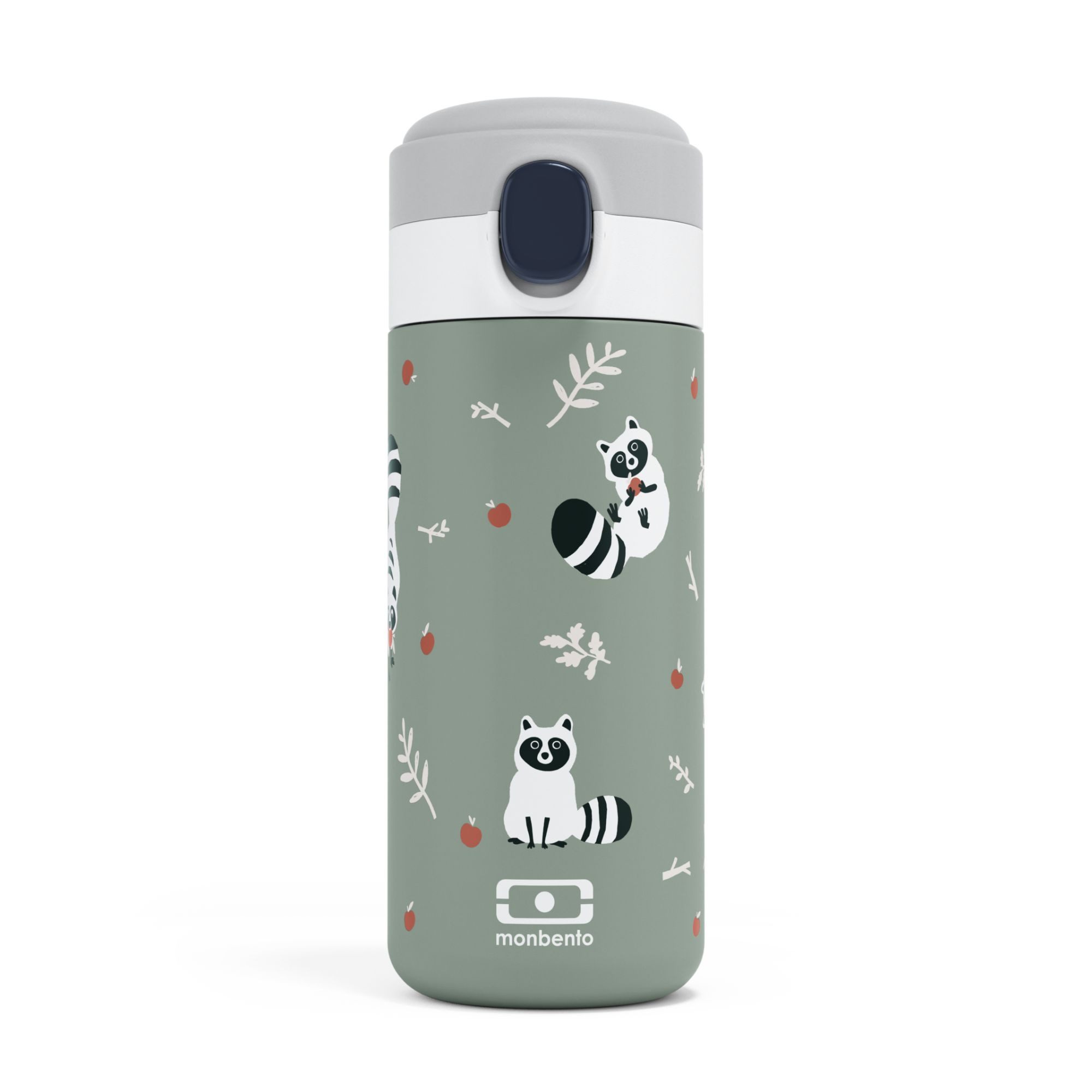 Monbento Trinkflasche Kinder Trinkflasche POP Waschbär Grün 360ml Edelstahl Isotherm