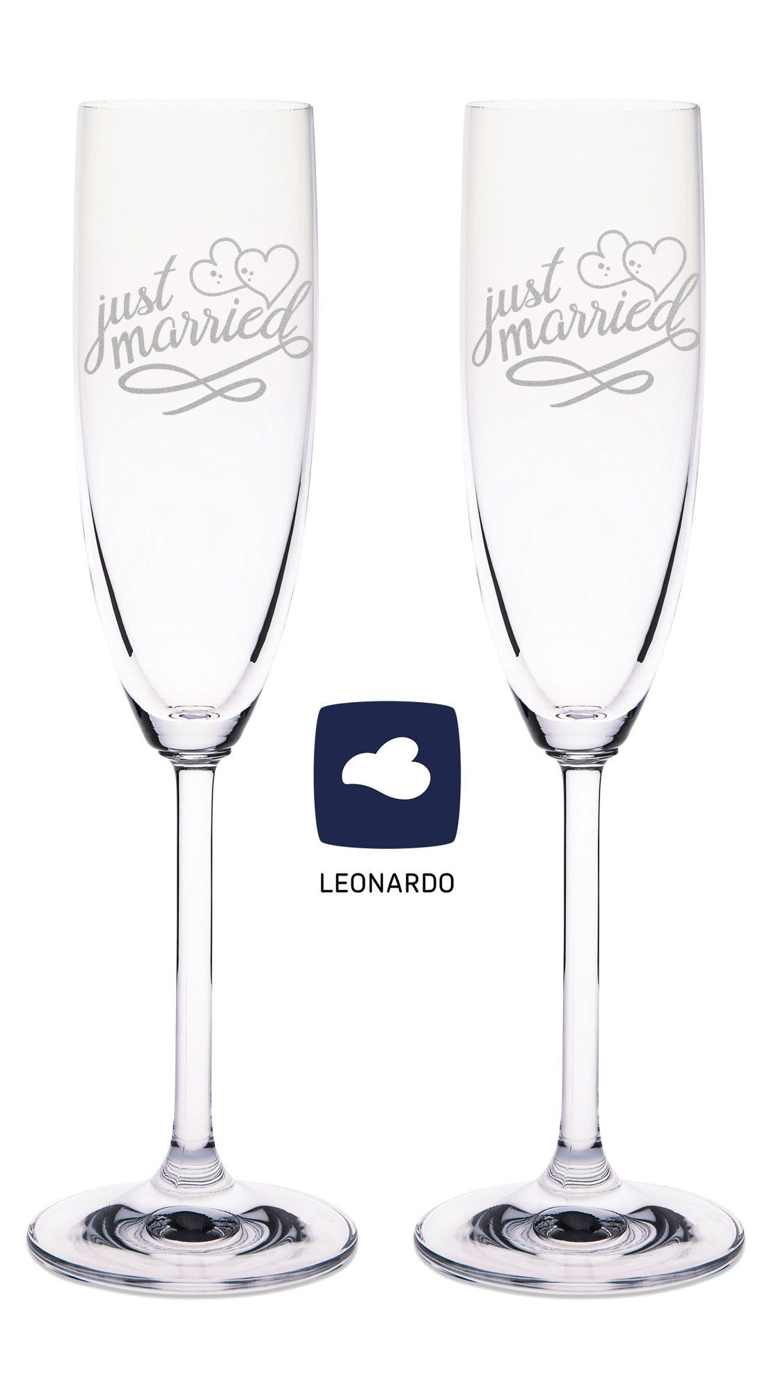 Sektglas Leonardo Sektgläser mit Gravur "Just Married"
