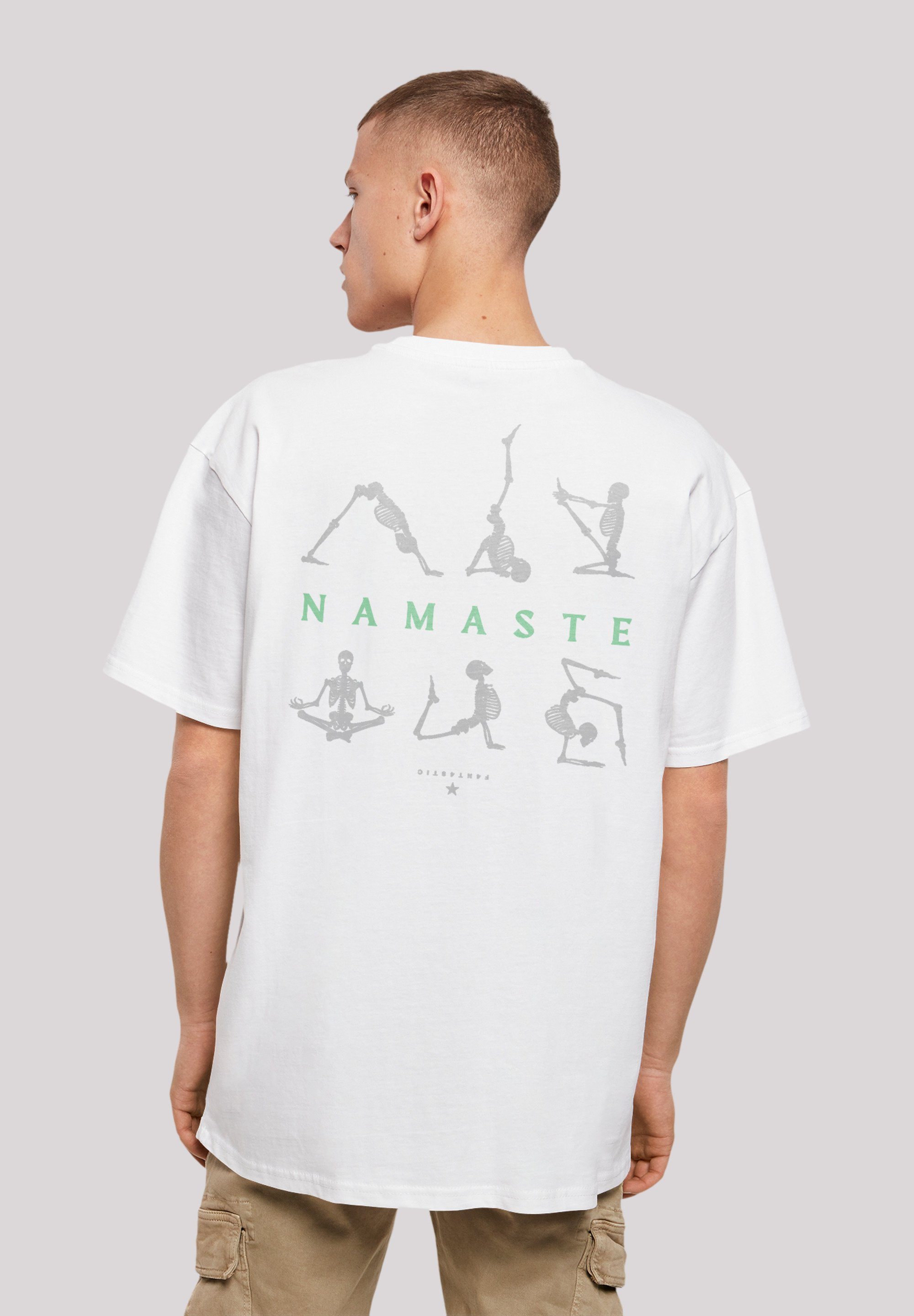 F4NT4STIC T-Shirt Namaste Yoga Halloween weiß Print Skelett