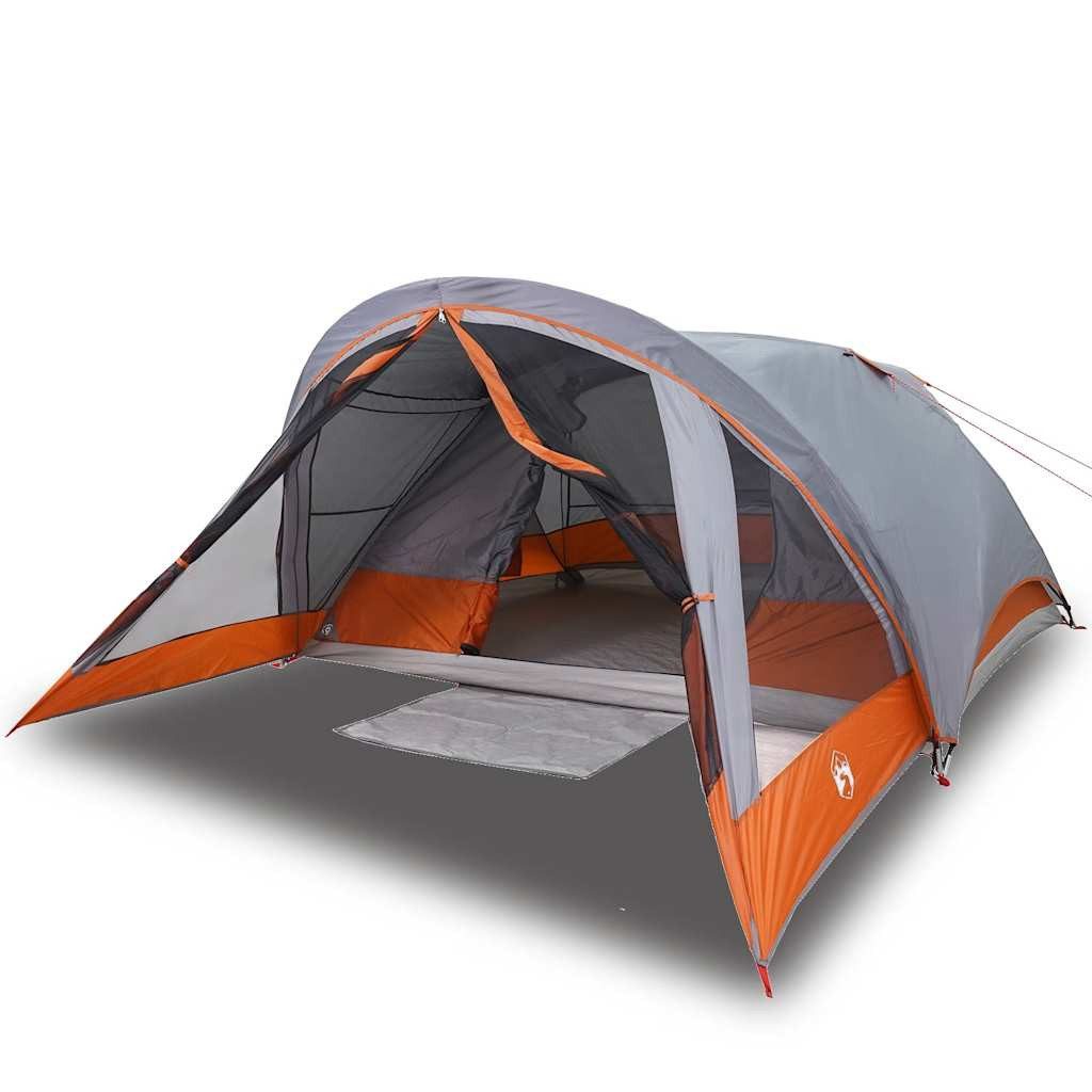 Kuppelzelt Campingzelt 4 Personen Grau und Orange Wasserdicht