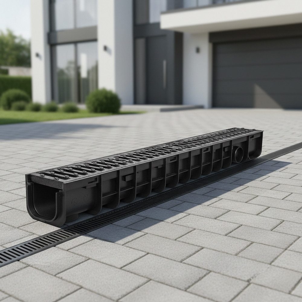 Melko Regenrinne Entwässerungsrinne B125 Guß Kunststoff Stahl Belastungsklasse Rinne,Klasse B125, Stück, 1-St., Einzelartikel, Diebstahlschutz