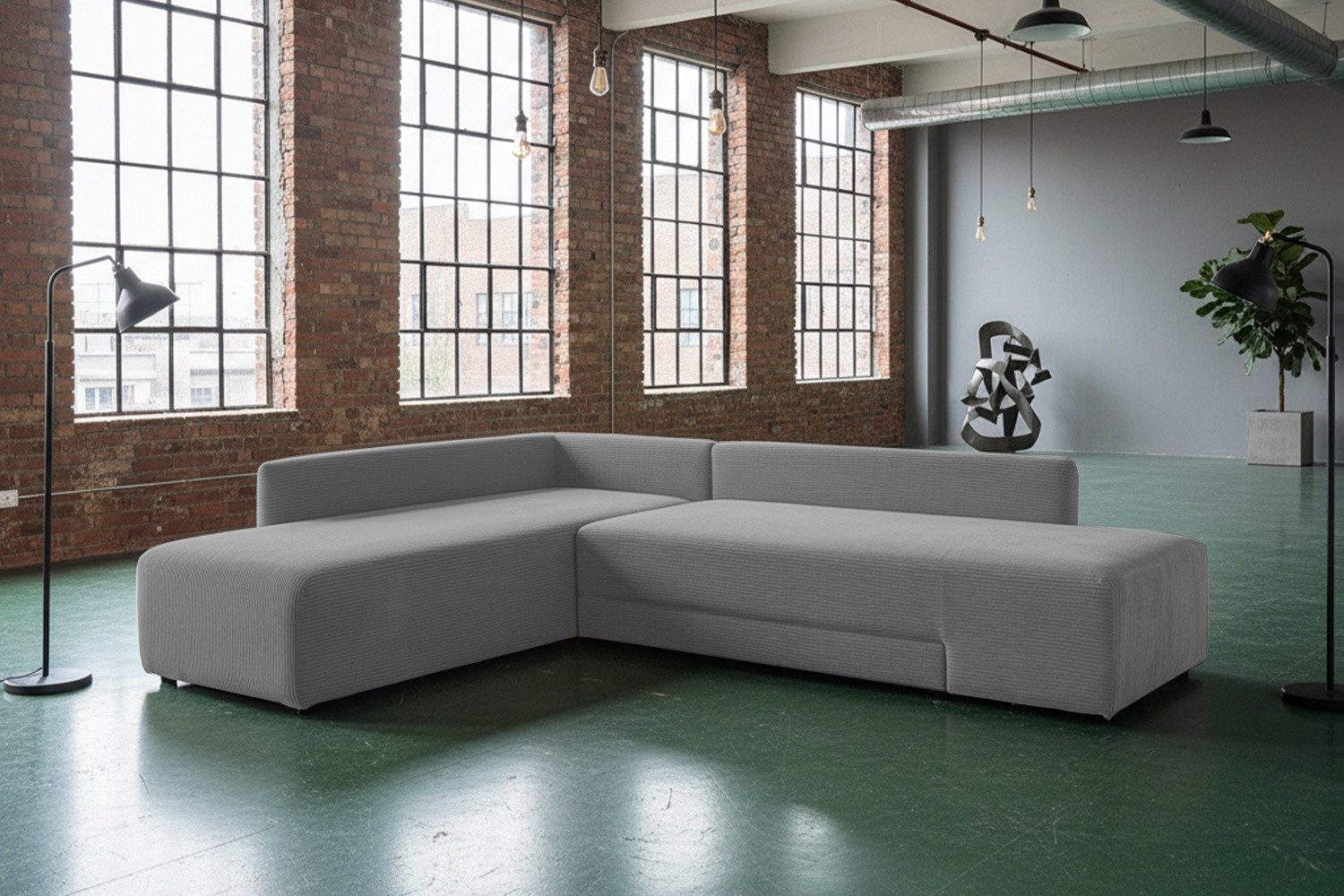 KAWOLA Schlafsofa SADIRA Ecksofa mit Schlaffunktion – Modern & Komfortabel, Eckcouch mit Cordbezug – Bettsofa – Viel Platz, hoher Wohnkomfort