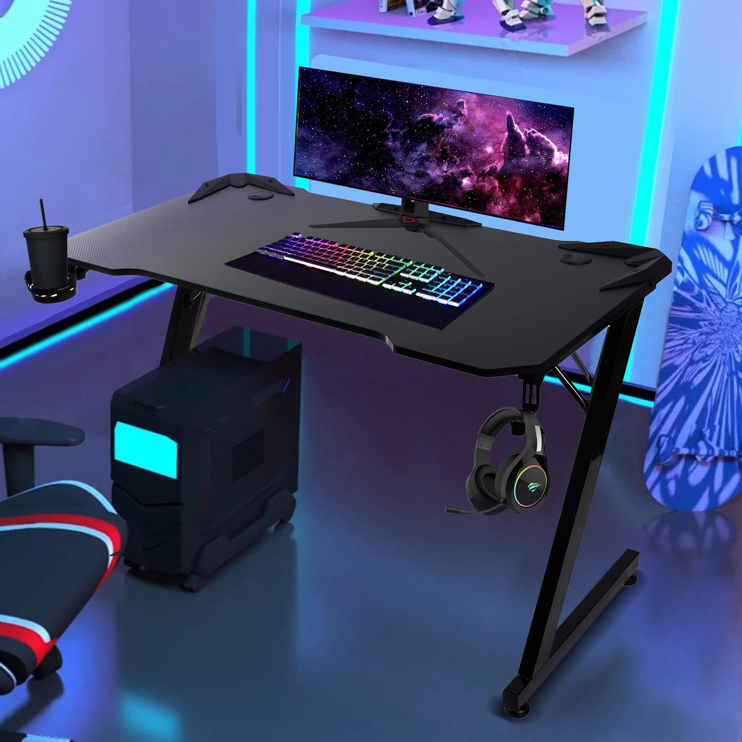 NanoRS Schreibtisch RS345, Computer Gaming Schreibtisch für Gamer schwarz günstig online kaufen