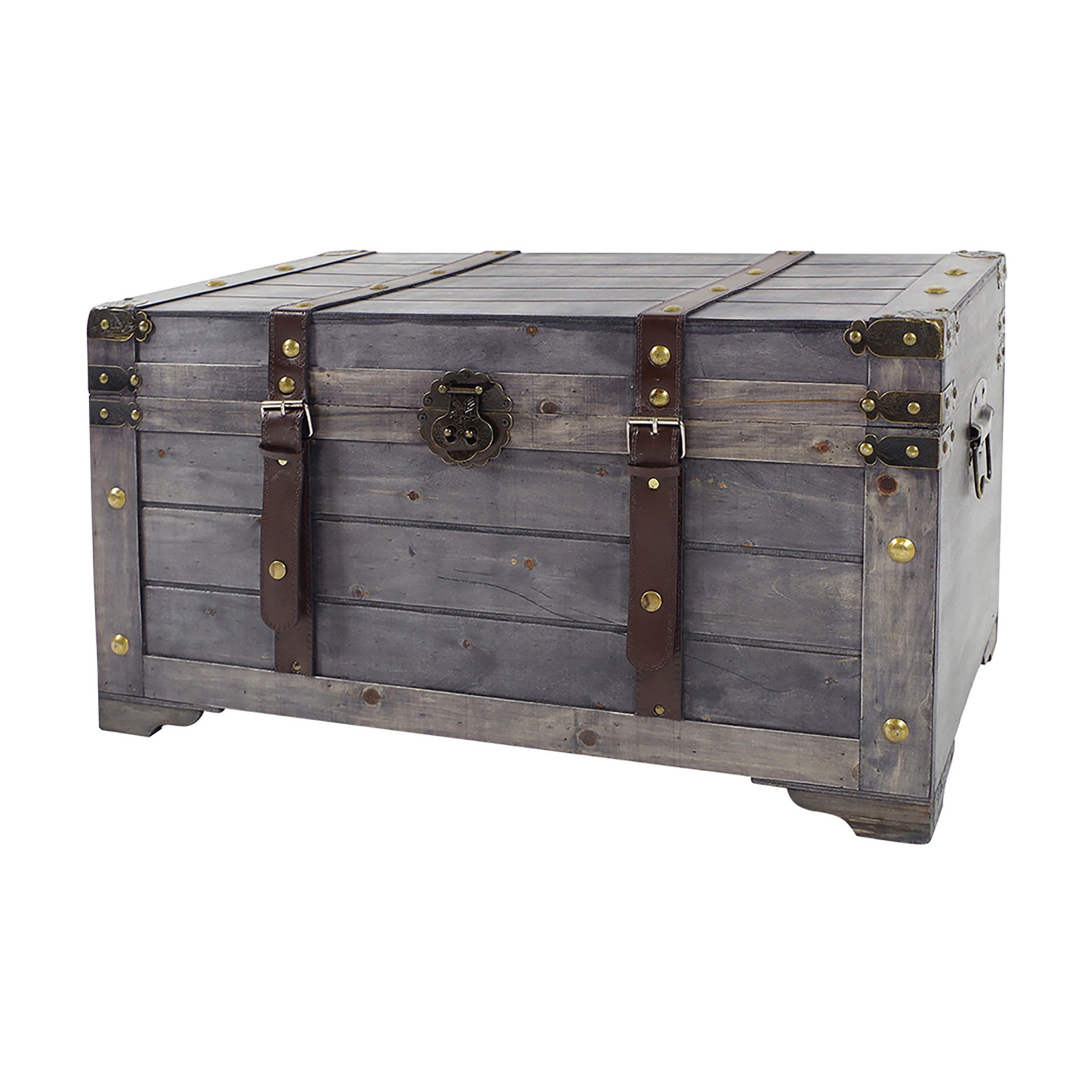 Truhe Kiste KUBA aus Holz grau 70x35x38 cm