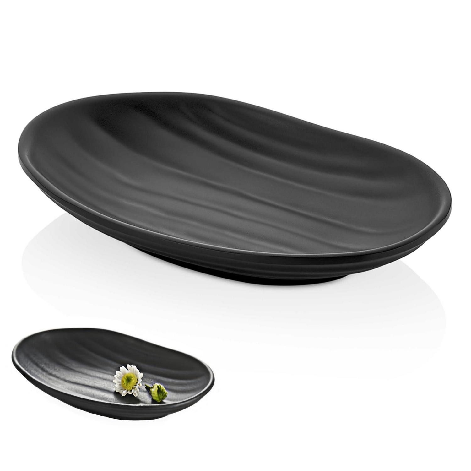 LuxusKollektion Schmuckkasten Schmucktablett oval schwarz mattiert (1 St)