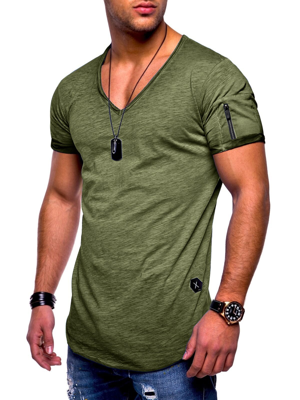 SOULSTAR T-Shirt BHKNINW Herren Basic Kurzarm V-Neck Oversized Shirt V-Auss günstig online kaufen