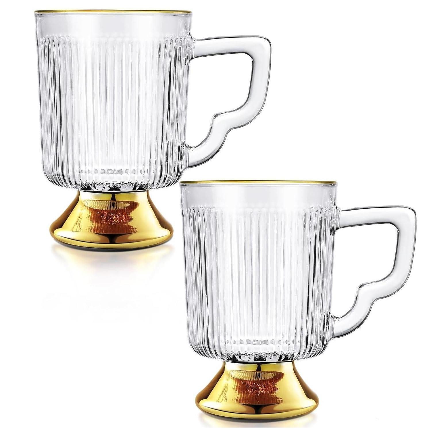 LuxusKollektion Gläser-Set Kaffeegläser 2er-Set mit Goldrand 350ml, 2-tlg., Glas