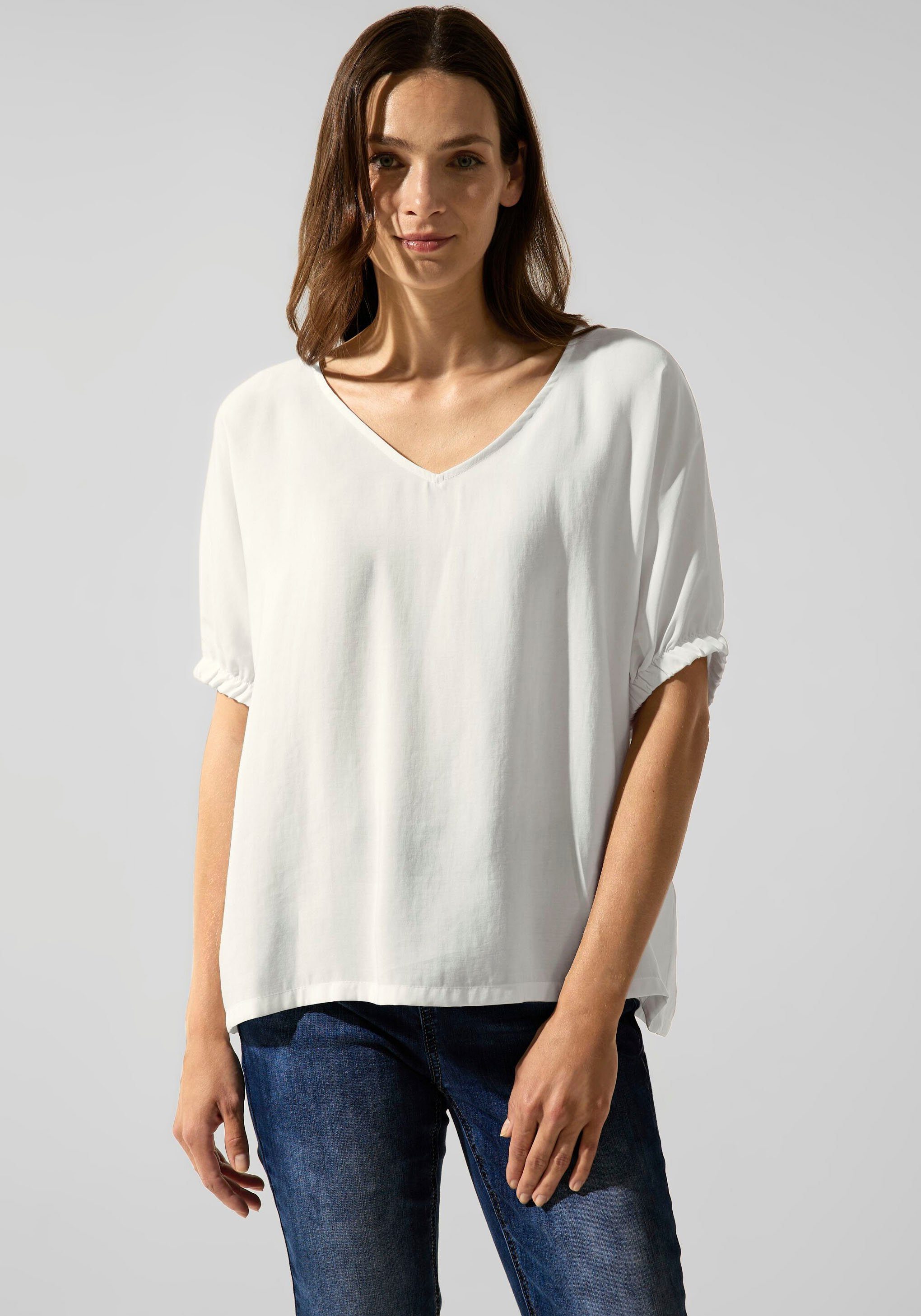 STREET ONE Schlupfbluse mit verlängertem Rückenteil off white | Blusenshirts