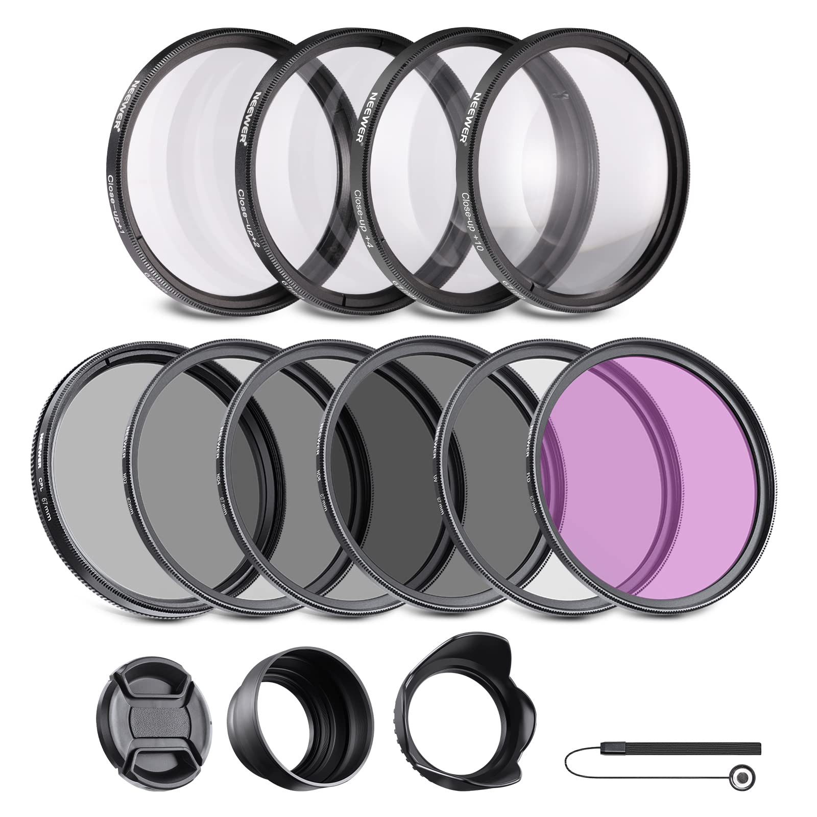 Neewer NW SERIES B 67mm Filter Set ND/CPL/UV mit Blende & Objektivdeckel Foto-Filter-Sets (kreative Farbkorrektur,Vergrößerungsstufen,Präzise Lichtreduzierung)
