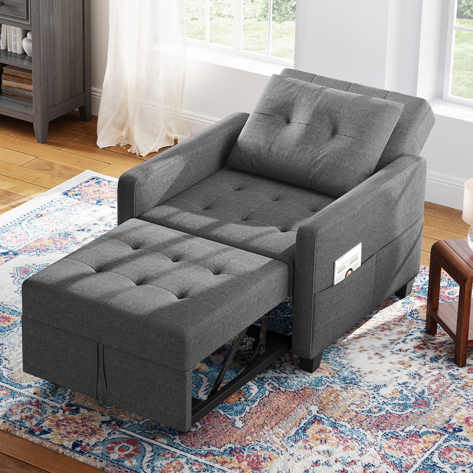 OUNUO Sofa Schlafsofa Klein 3 in 1, Klappsofa & Schlafhocker mit Bettfunkti günstig online kaufen