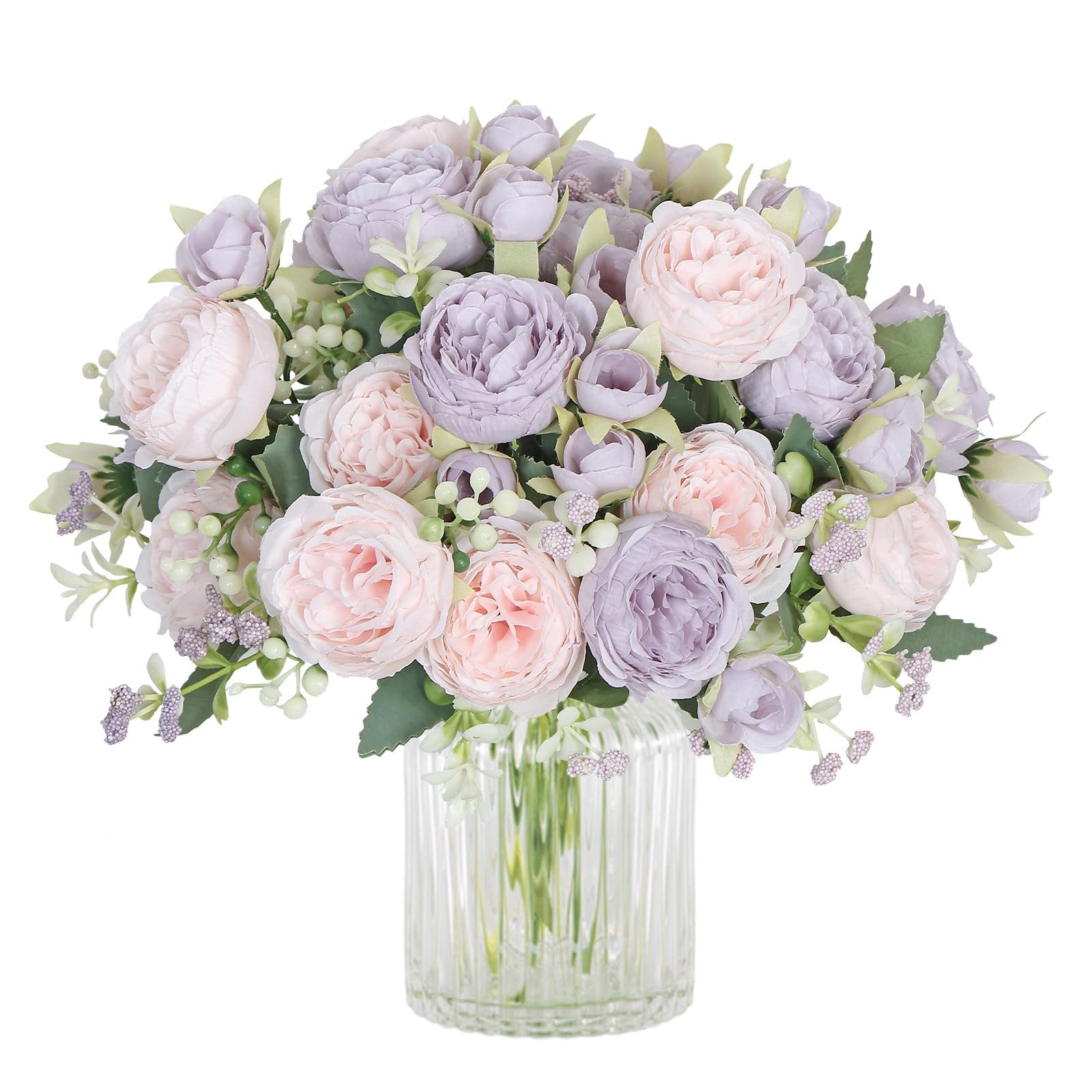 Kunstblumenstrauß 2er Set Künstliche Pfingstrosen Blumenstrauß Deko für Vase Hochzeit, FOUORTUNATE-BEE, Tischdeko Wohnzimmer Küche Party Hochzeit Festliche Blumendekoration
