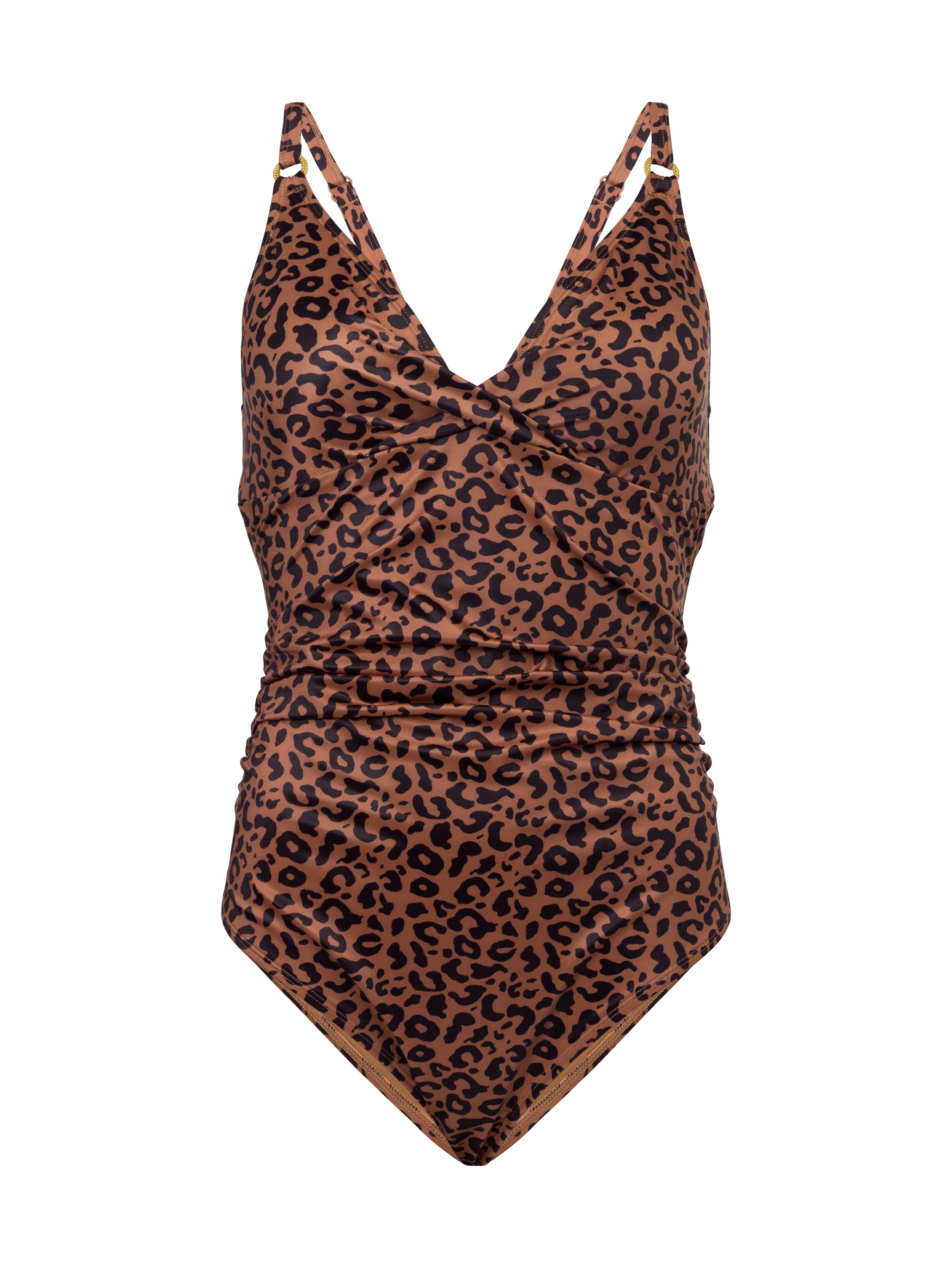 Dorina Badeanzug COMO ohne Bügel, Leo-Print, tiefer V-Ausschnitt, seitliche günstig online kaufen