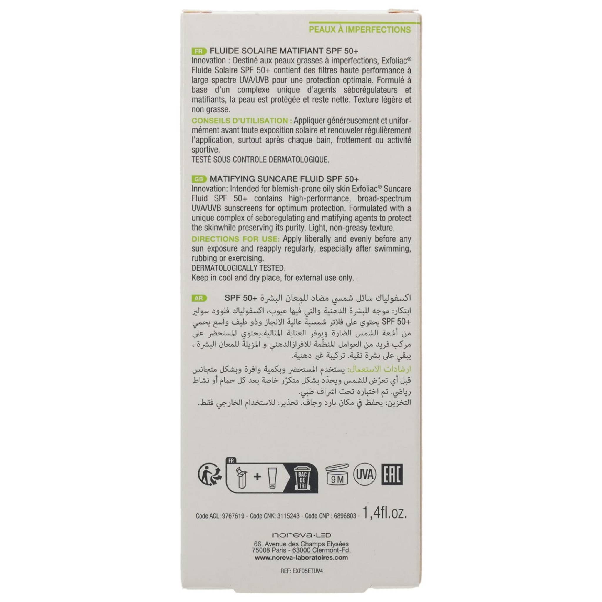 Laboratoires Noreva GmbH Sonnenschutzcreme NOREVA Exfoliac mattier.Sonnenschutz-Fluid LSF 50+