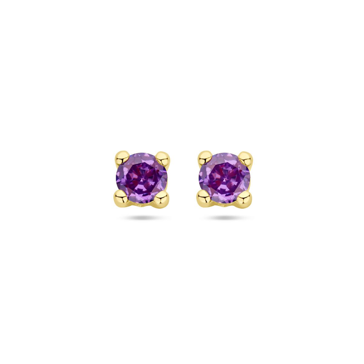 Paar Ohrstecker 585er Gelbgold Ohrstecker mit synthetischem Amethyst