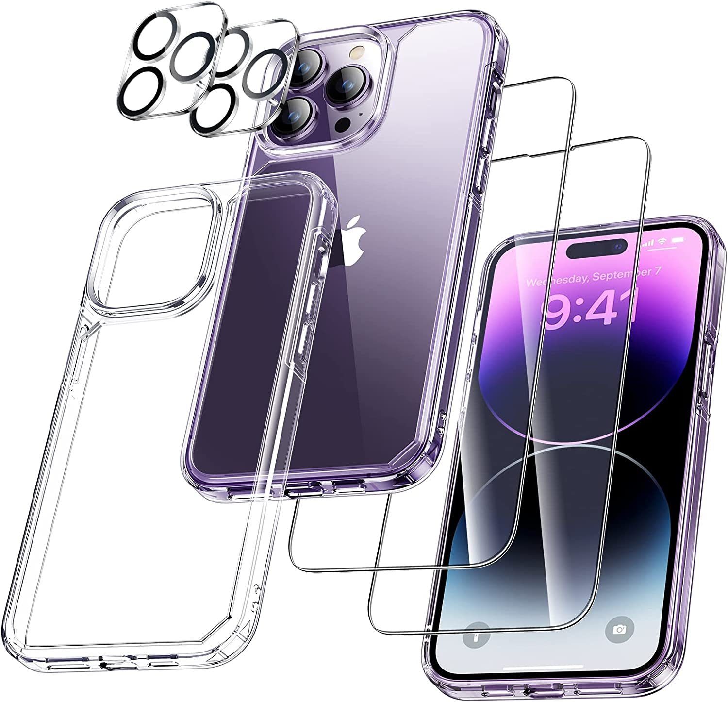 MORRENT Handyhülle 5in1 Hülle für iPhone 16 Pro Max 2X Schutzglas 2X Kamera Panzerfolie